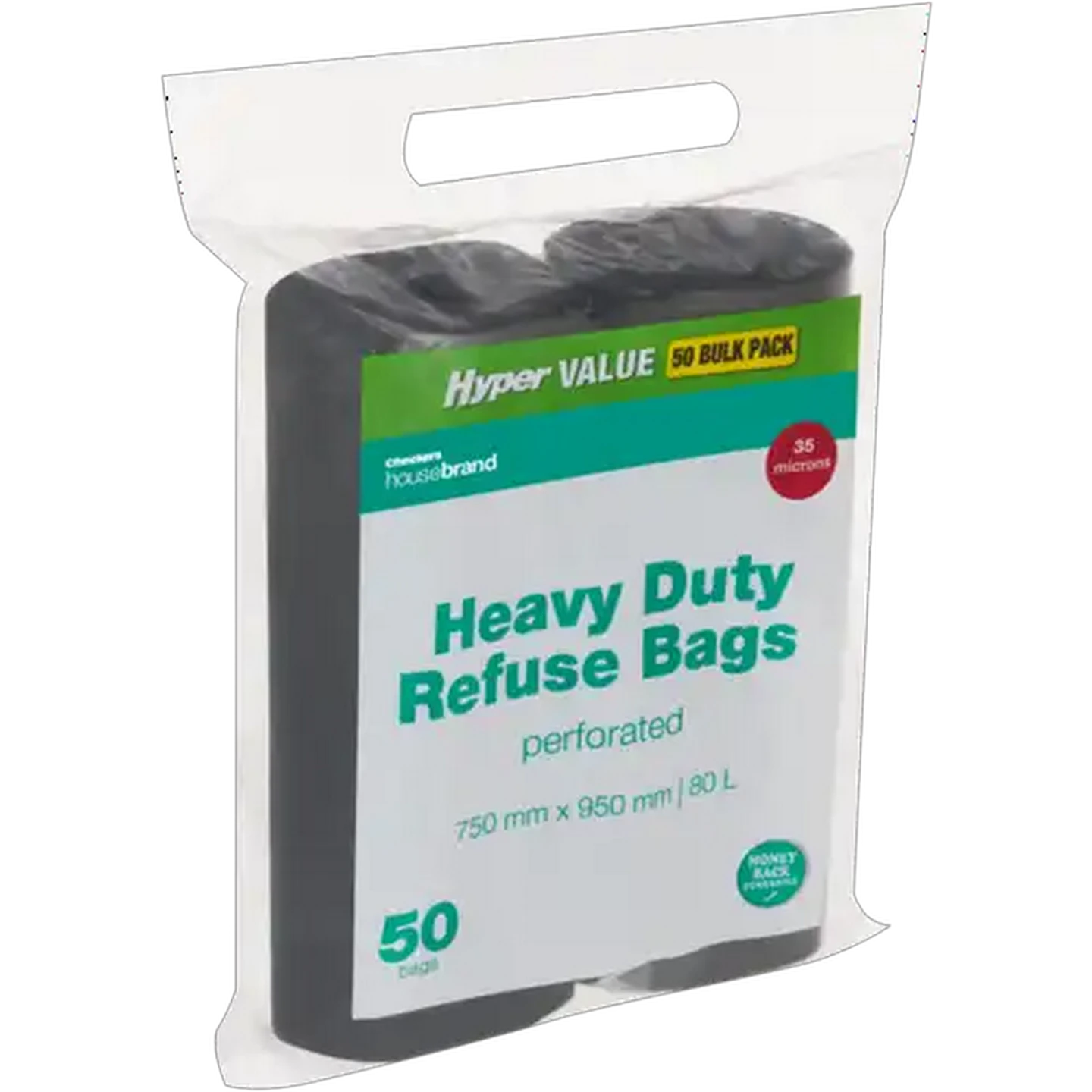 Image of Hyper Value Black Heavy Duty Refuse Bags 80L 50 Pack