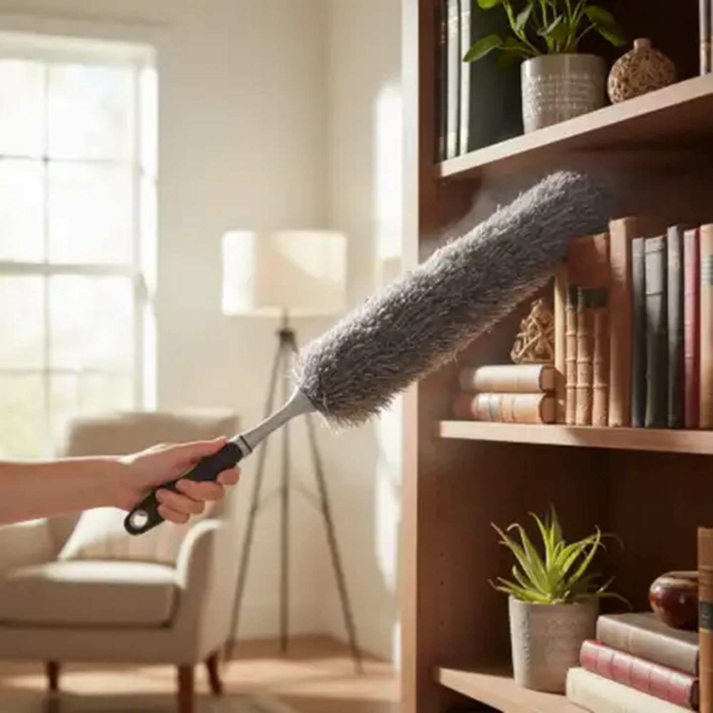 Image of Spotless Tall Grey Microfibre Duster