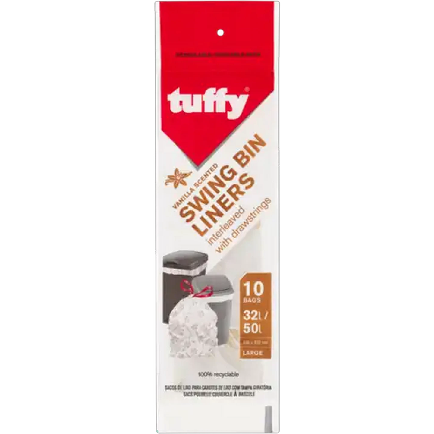 Image of Tuffy White Vanilla Scented Swing Bin Liners 10 Pack