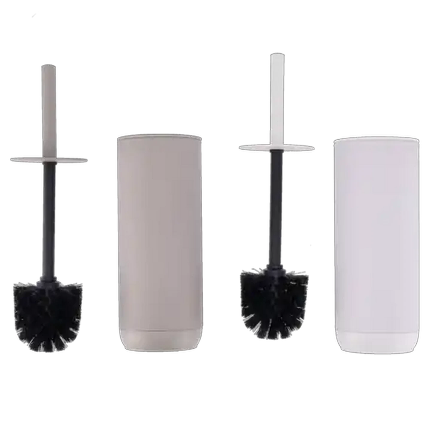 Image of Beige or White Rubber Toilet Brush Set (Colour May Vary)