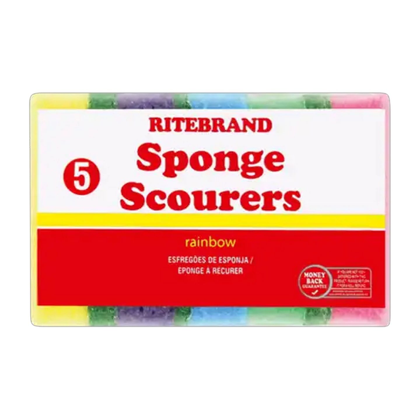Image of Ritebrand Rainbow Coloured Sponge Scourers 5 Pack