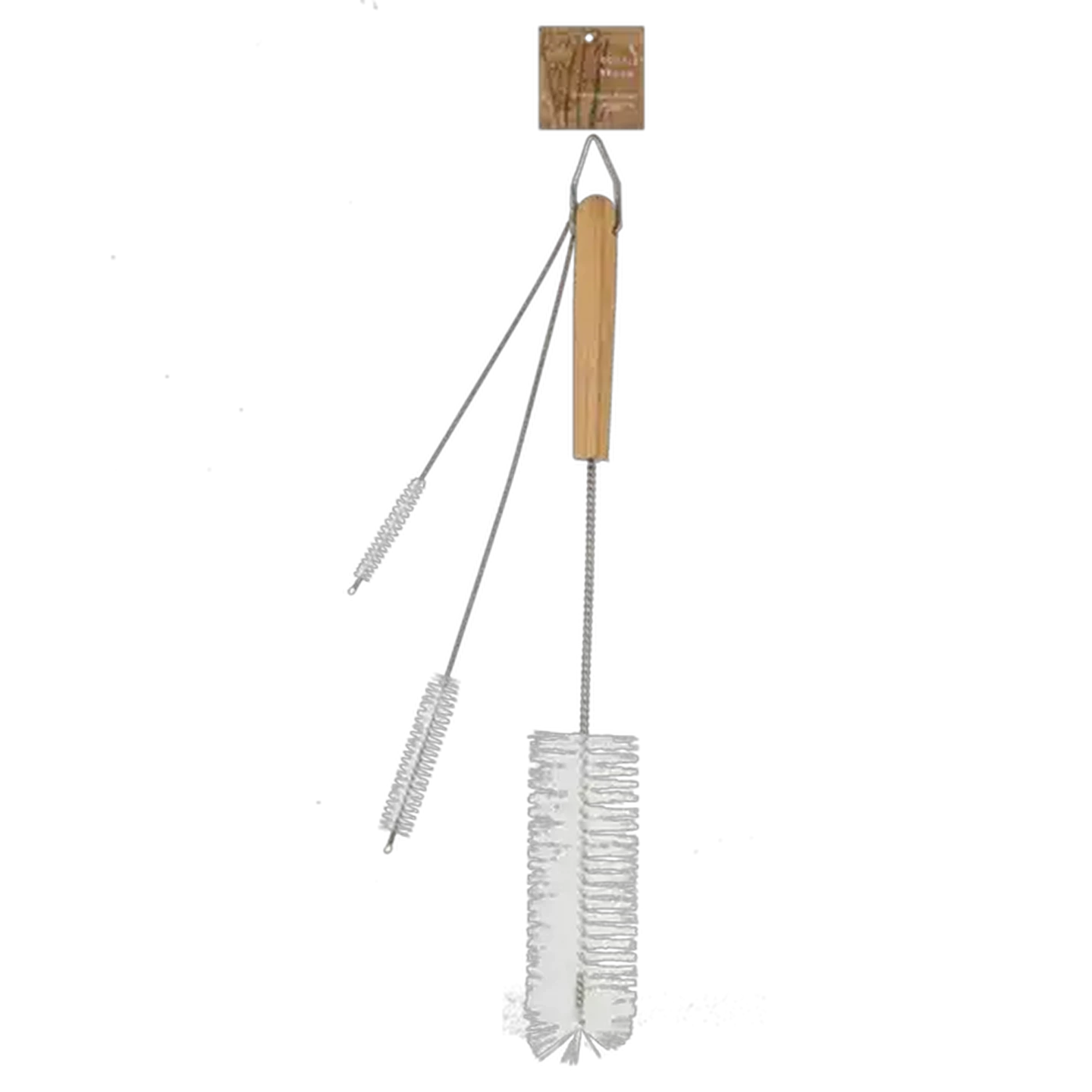 Image of Bamboo White Bottle Brush Cleaning Set 3 Piece