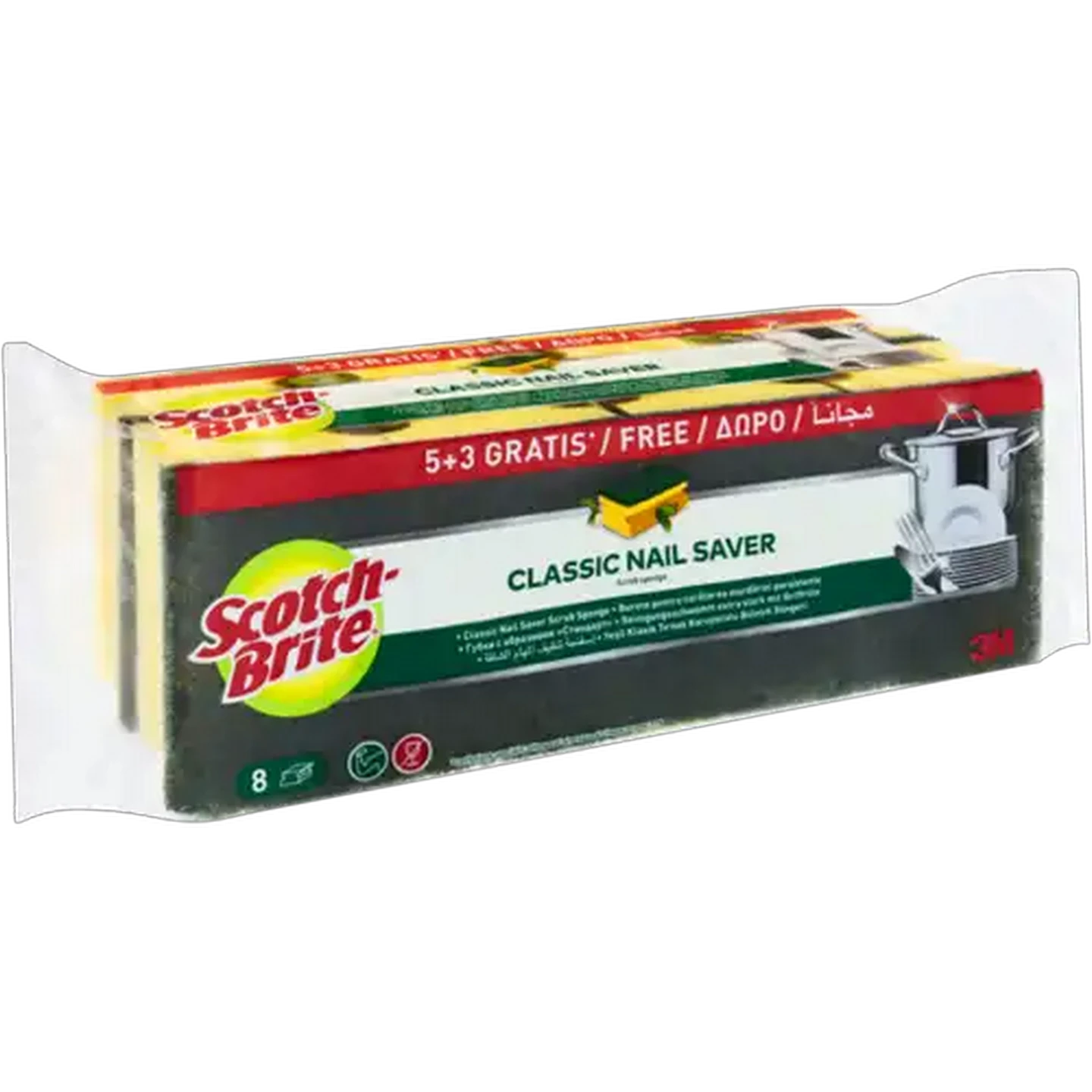 Image of Scotch-Brite Classic Nail Saver Scrub Sponge 8 Pack