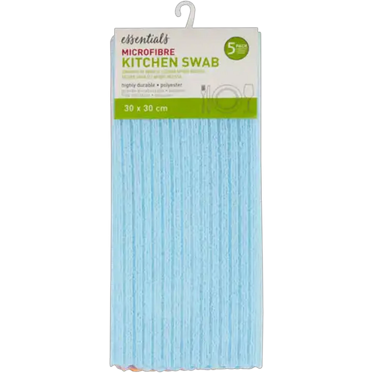 Image of Essentials Multicoloured Microfibre Kitchen Swabs 5-Pack