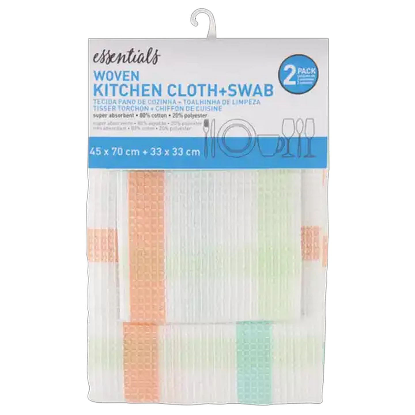 Image of Essentials Kitchen Cloth & Swab 2-Pack (Colour May Vary)