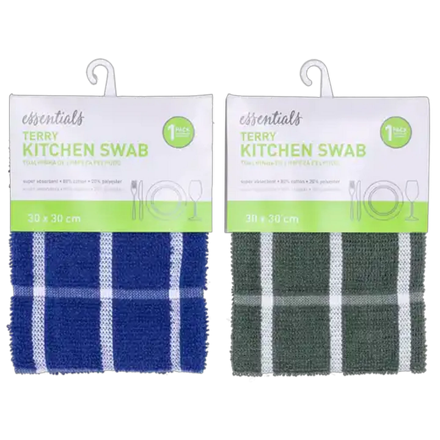 Image of Essentials Peru Terry Kitchen Swabs 30 x 30cm (Colour May Vary)