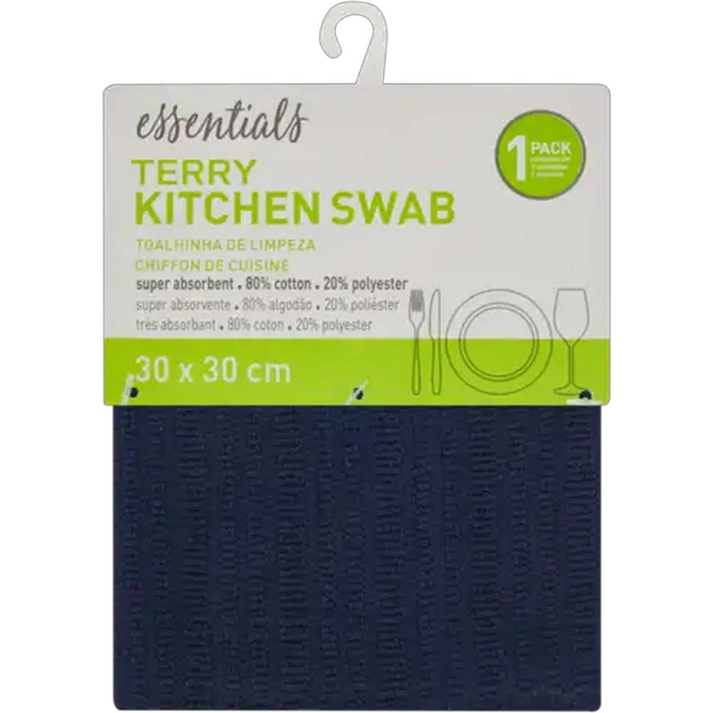 Image of Essentials Terry Kitchen Swab 300mm x 300mm (Colour May Vary)