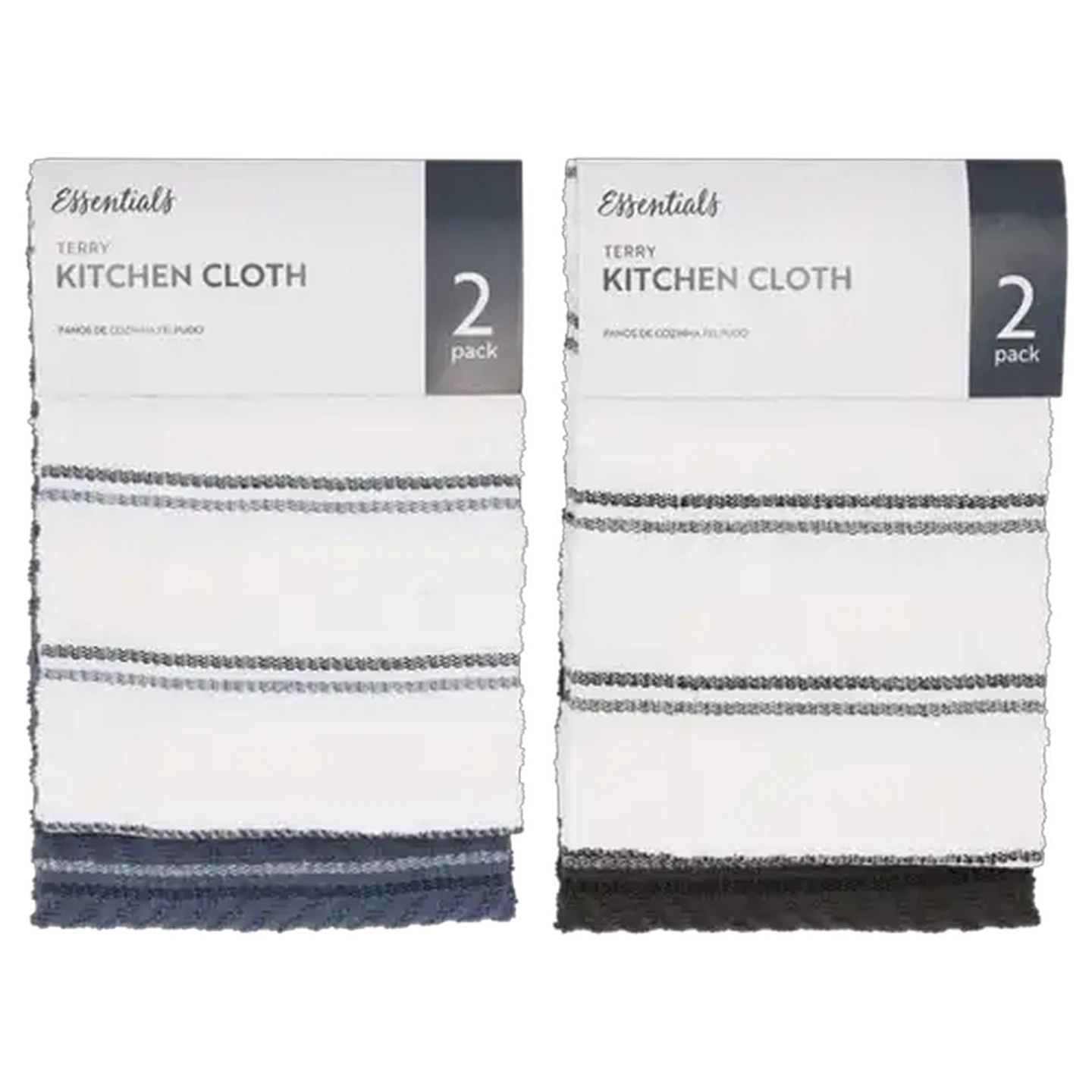 Image of Essentials Terry Stripe Kitchen Cloths 40 x 65cm 2-Pack (Colour May Vary)