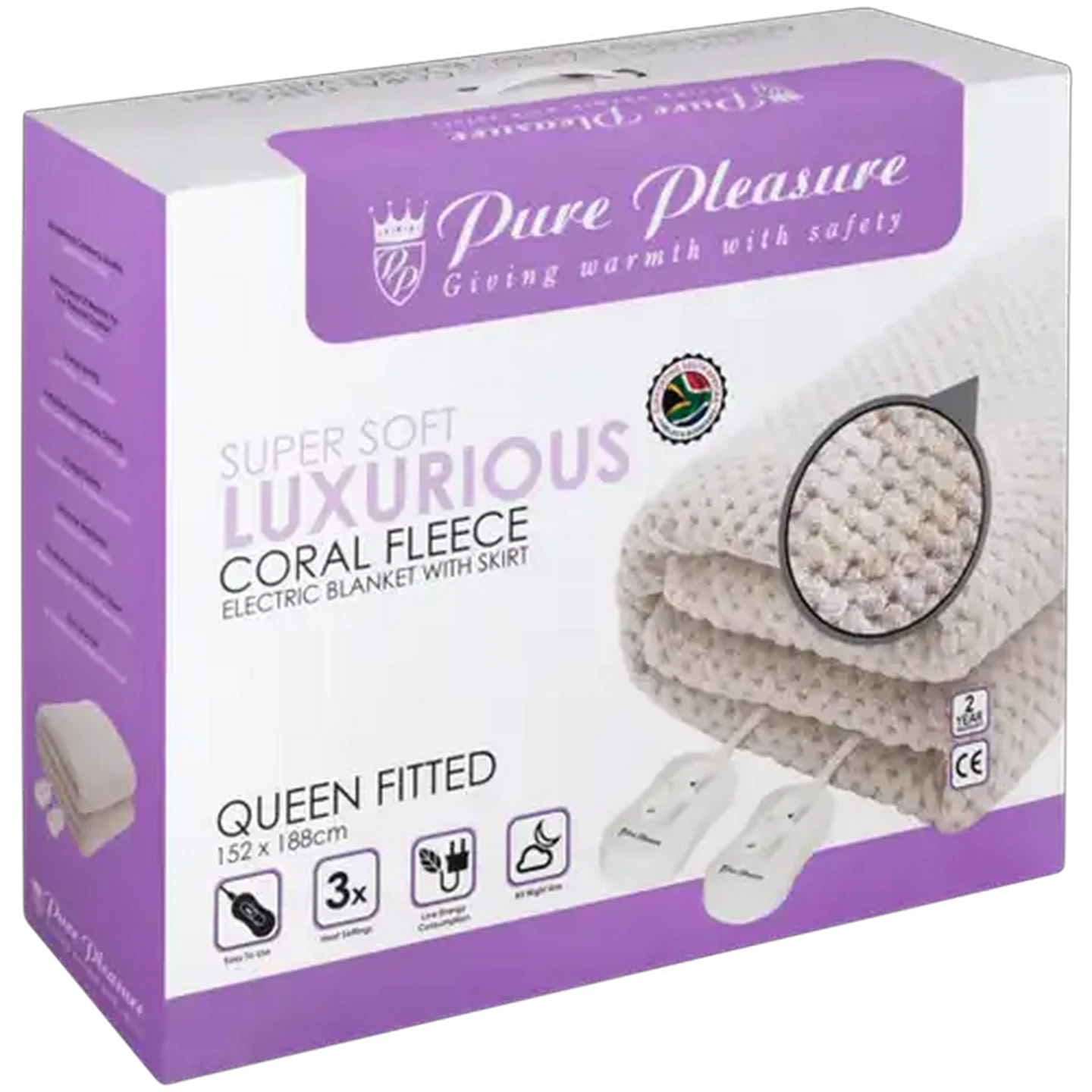 Image of Pure Pleasure Coral Fleece Fitted Electric Blanket - Queen 152 x 188cm
