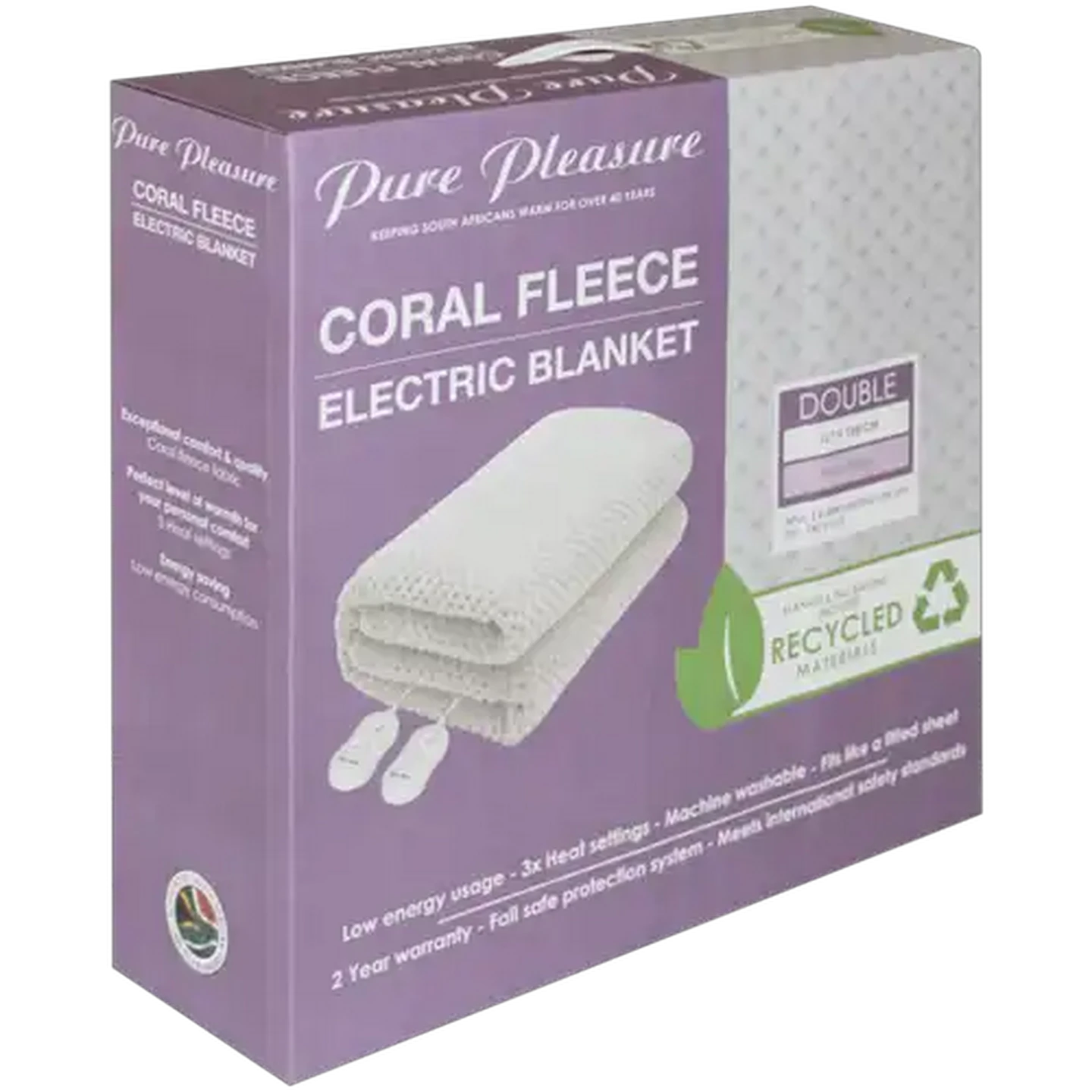 Image of Pure Pleasure Coral Fleece Fitted Electric Blanket - Double