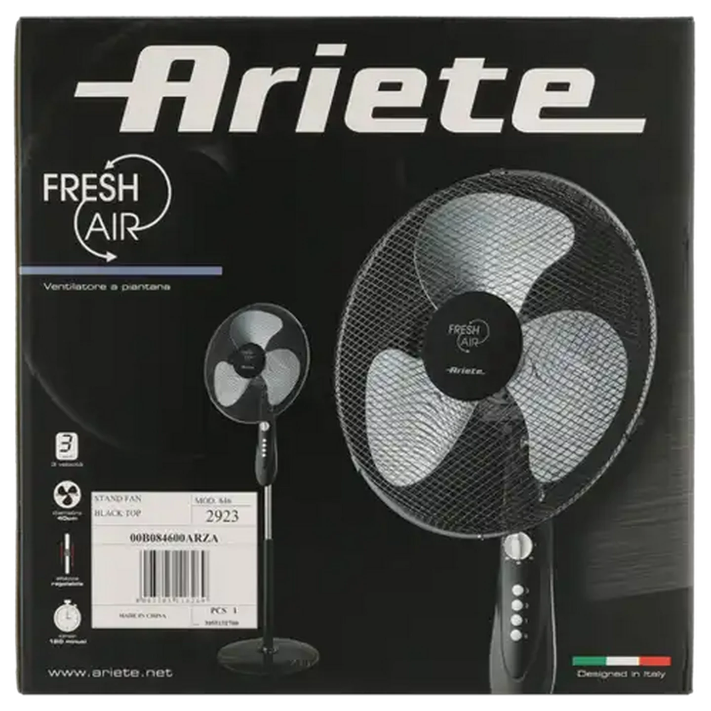 Image of Ariete Black Pedestal Fan 40cm
