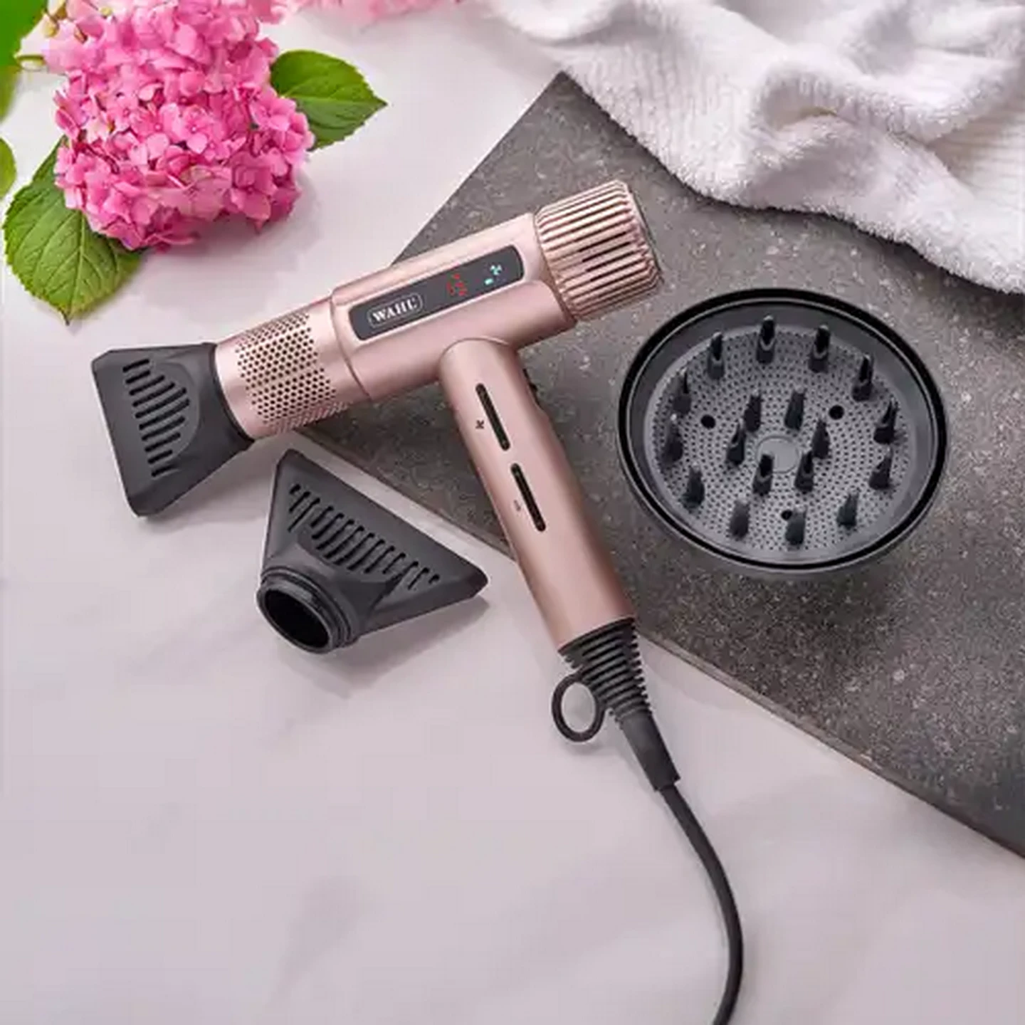 Image of Wahl Vanquish Rose Gold 1600w Professional BLDC Brushless Hair Dryer 101 000 RPM 4 Piece