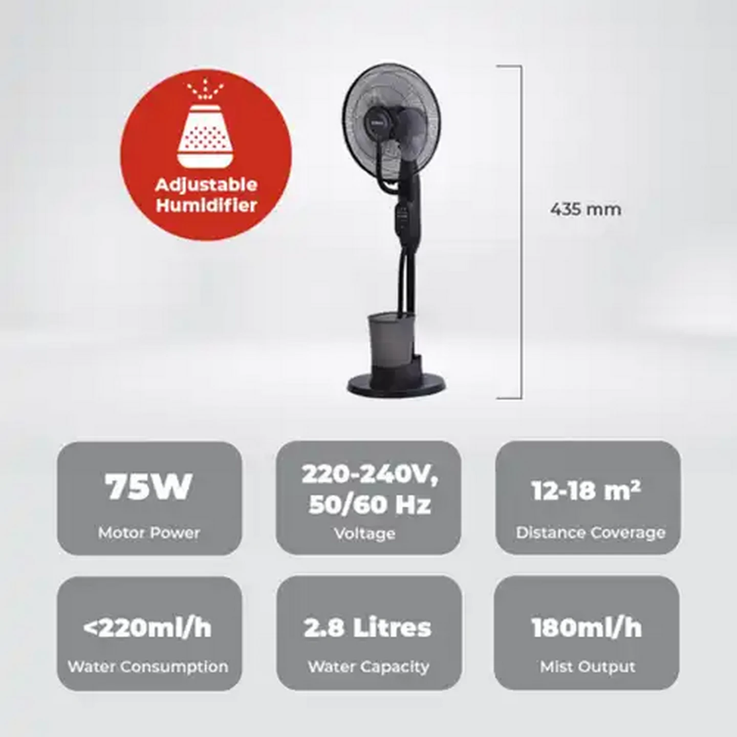 Image of Milex Black Digital Misting Fan 75W