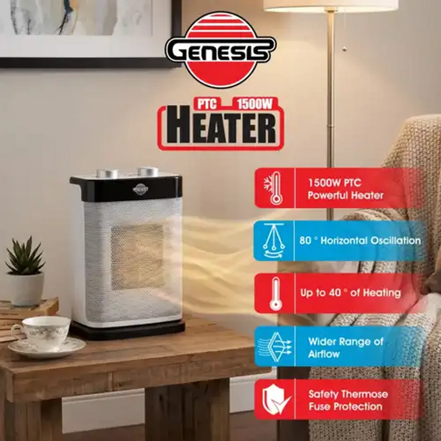 Image of Genesis PTC Fan Heater 1500W