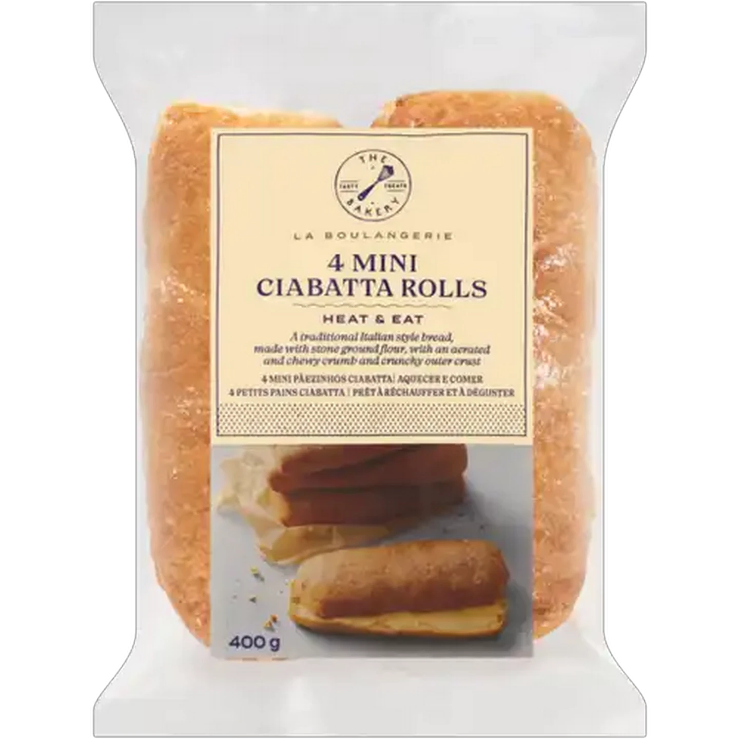 Image of The Bakery Frozen La Boulangerie Ciabatta Heat & Eat Mini Rolls 4 x 100g
