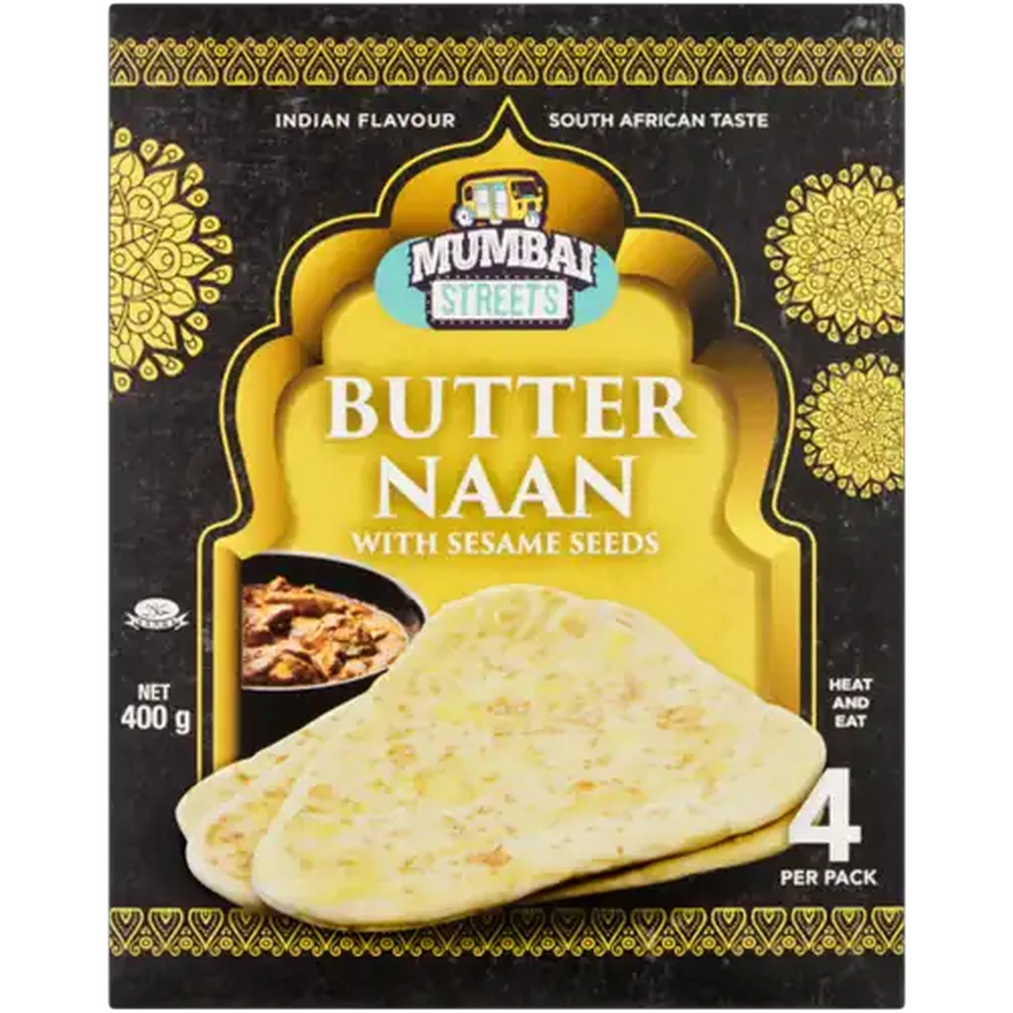 Image of Mumbai Streets Frozen Butter Naan with Sesame Seeds 4 Pack