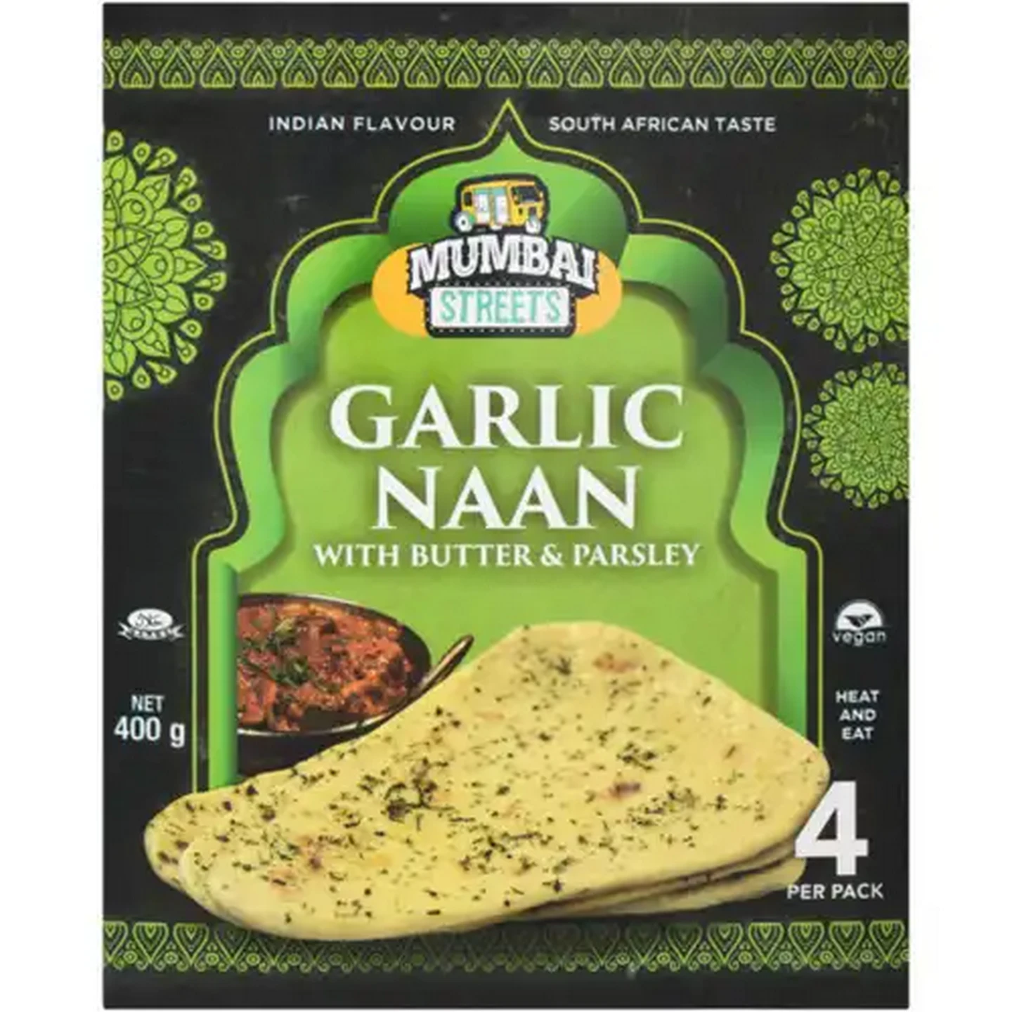 Image of Mumbai Streets Frozen Garlic Naan with Butter & Parsley 4 Pack