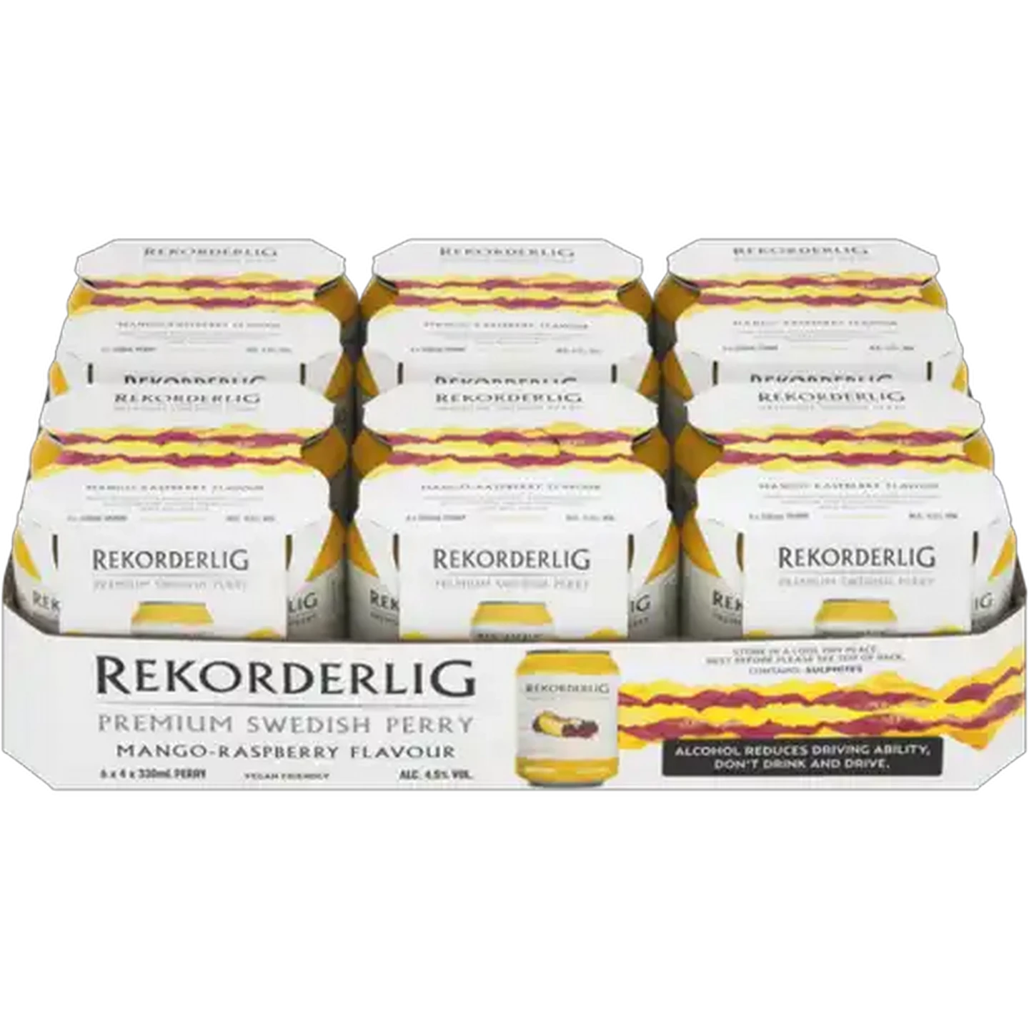 Image of Rekorderlig Mango Raspberry Flavour Premium Swedish Perry Cans 24 x 330ml