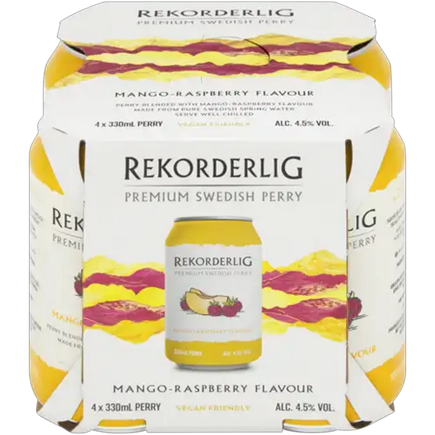 Image of Rekorderlig Mango-Raspberry Flavour Premium Swedish Perry Cans 4 x 330ml