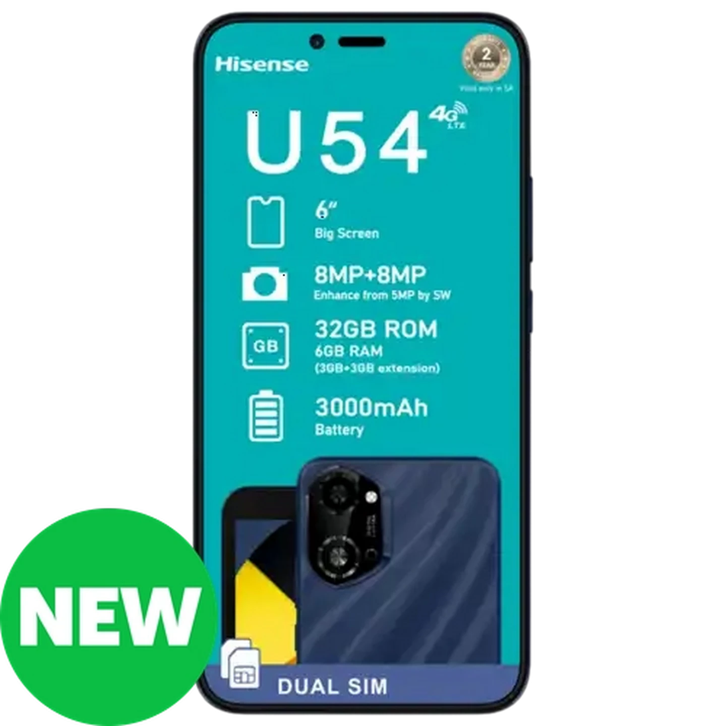 Image of Hisense U54 Blue Smartphone 32GB (Network Locked)