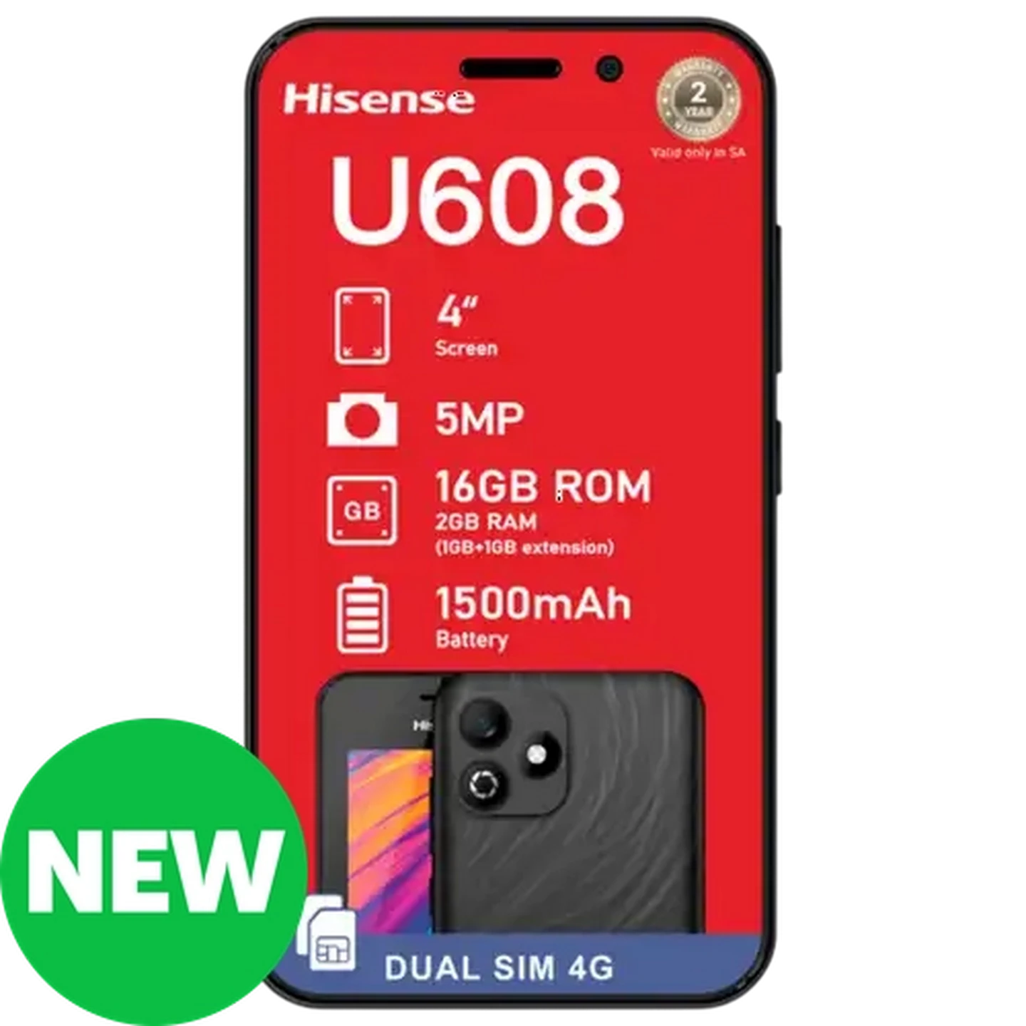 Image of Hisense U608 Black Mobile Handset 16GB (Network Locked)