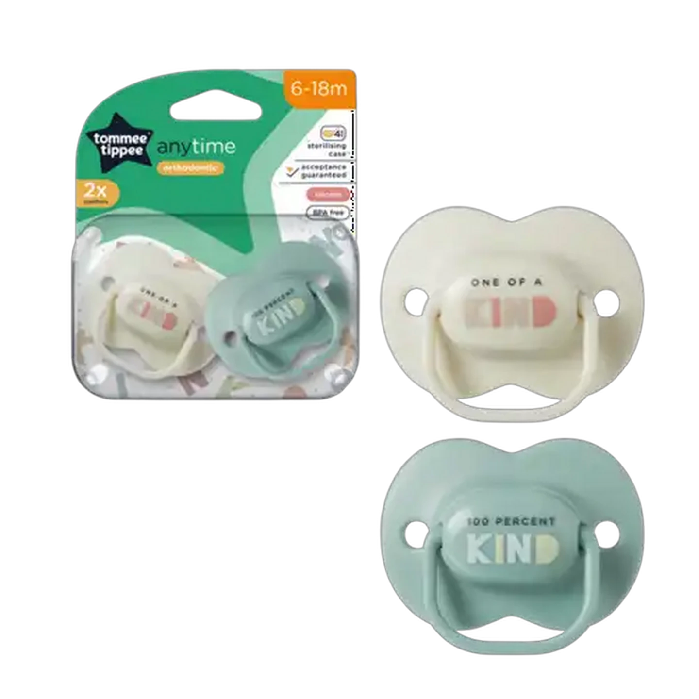 Image of Tommee Tippee Anytime Soothers 6-18 Months 2-Pack (Print May Vary)