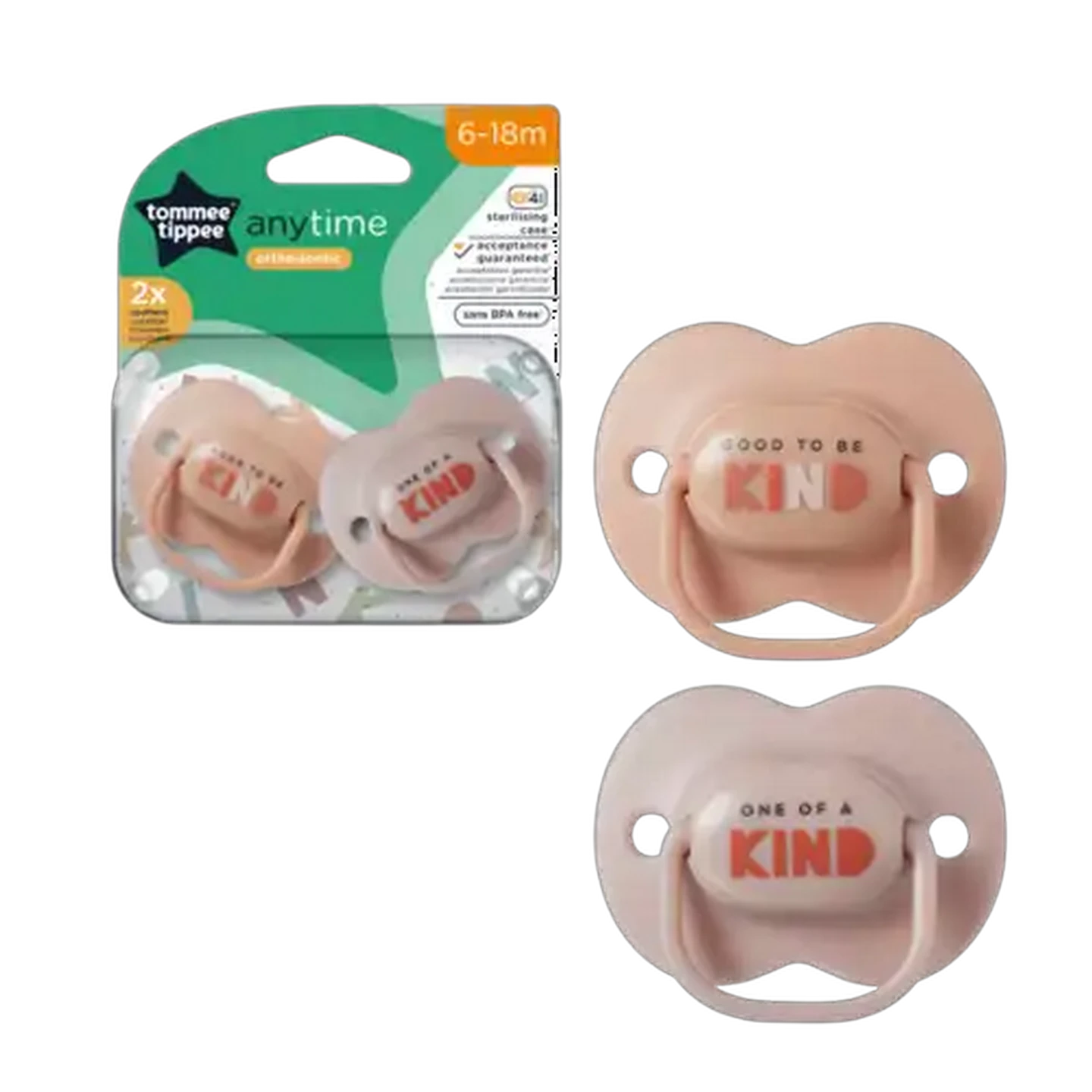 Image of Tommee Tippee Anytime Soothers 6-18 Months 2-Pack (Print May Vary)