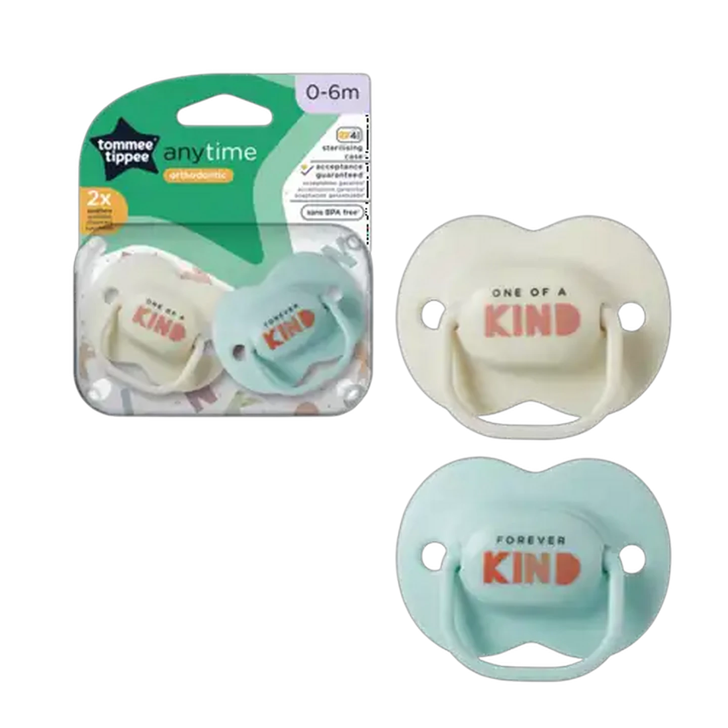 Image of Tommee Tippee Anytime Soothers 0-6 Months 2-Pack (Design May Vary)