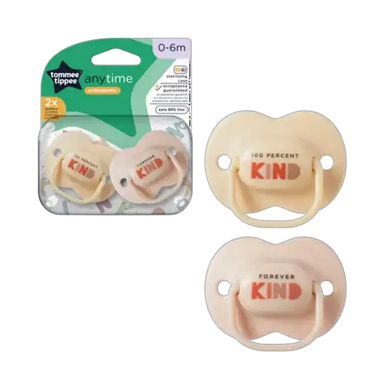 Image of Tommee Tippee Anytime Soothers 0-6 Months 2-Pack (Design May Vary)