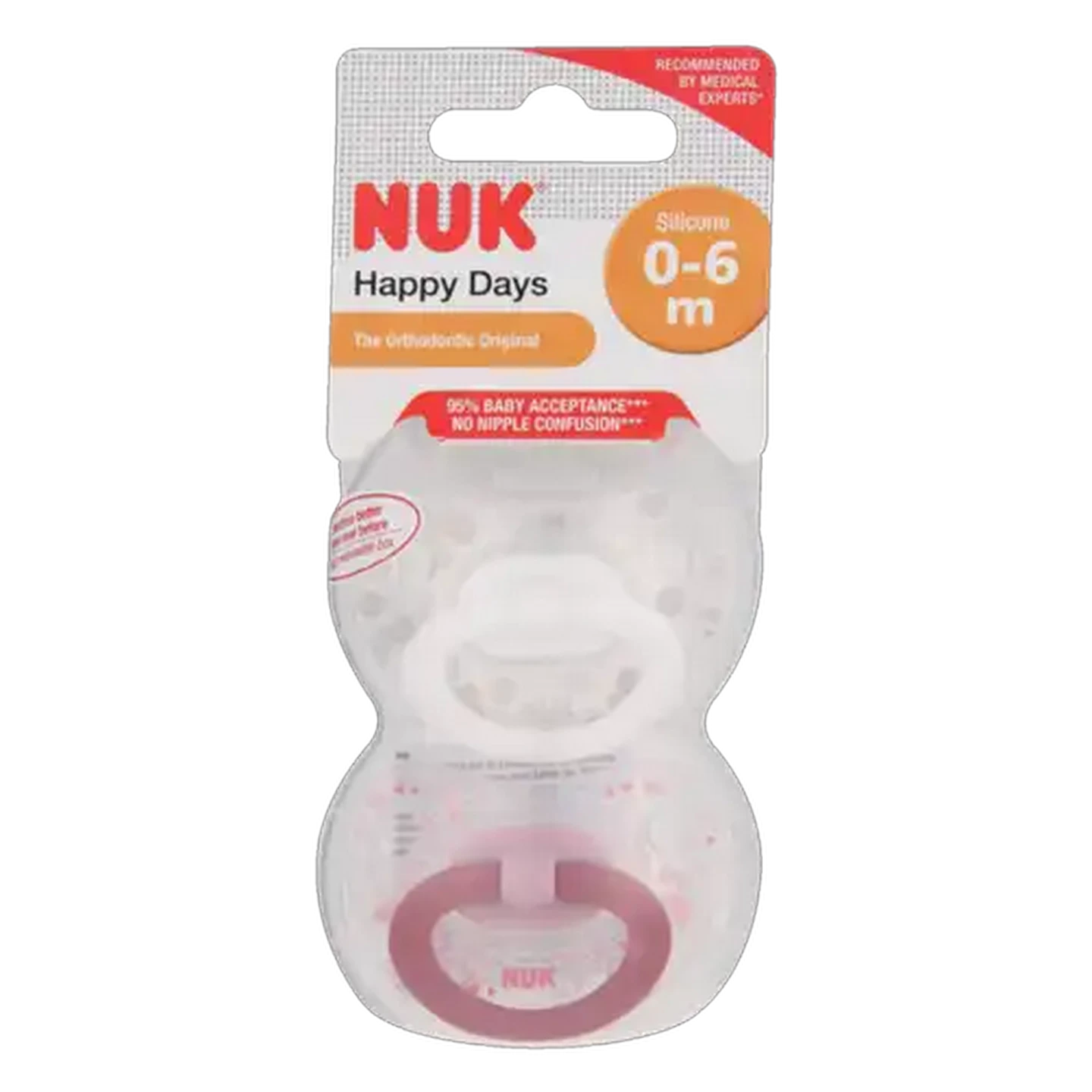 Image of NUK Happy Days Silicone Baby Soother 0-6 Months 2-Pack (Design May Vary)
