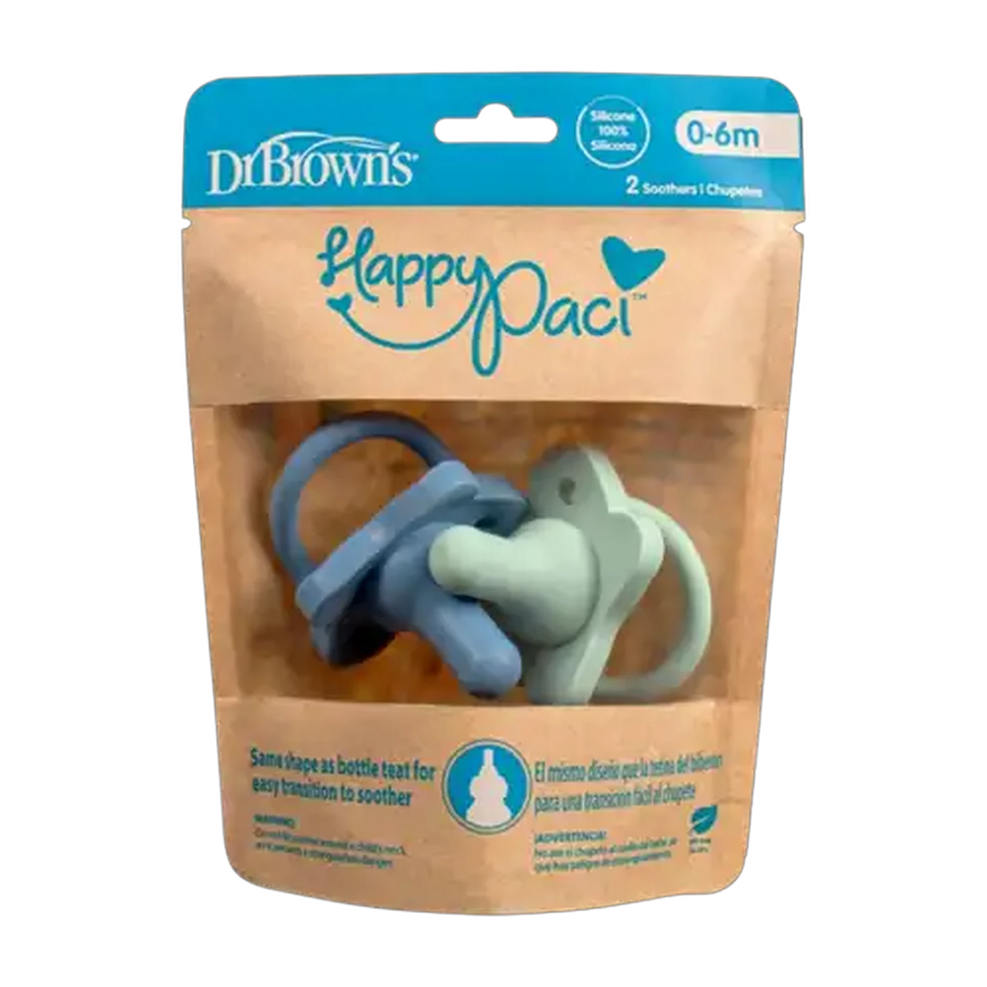 Image of Dr. Brown's Blue Silicone Pacifier 0 - 6 Months 2-Pack