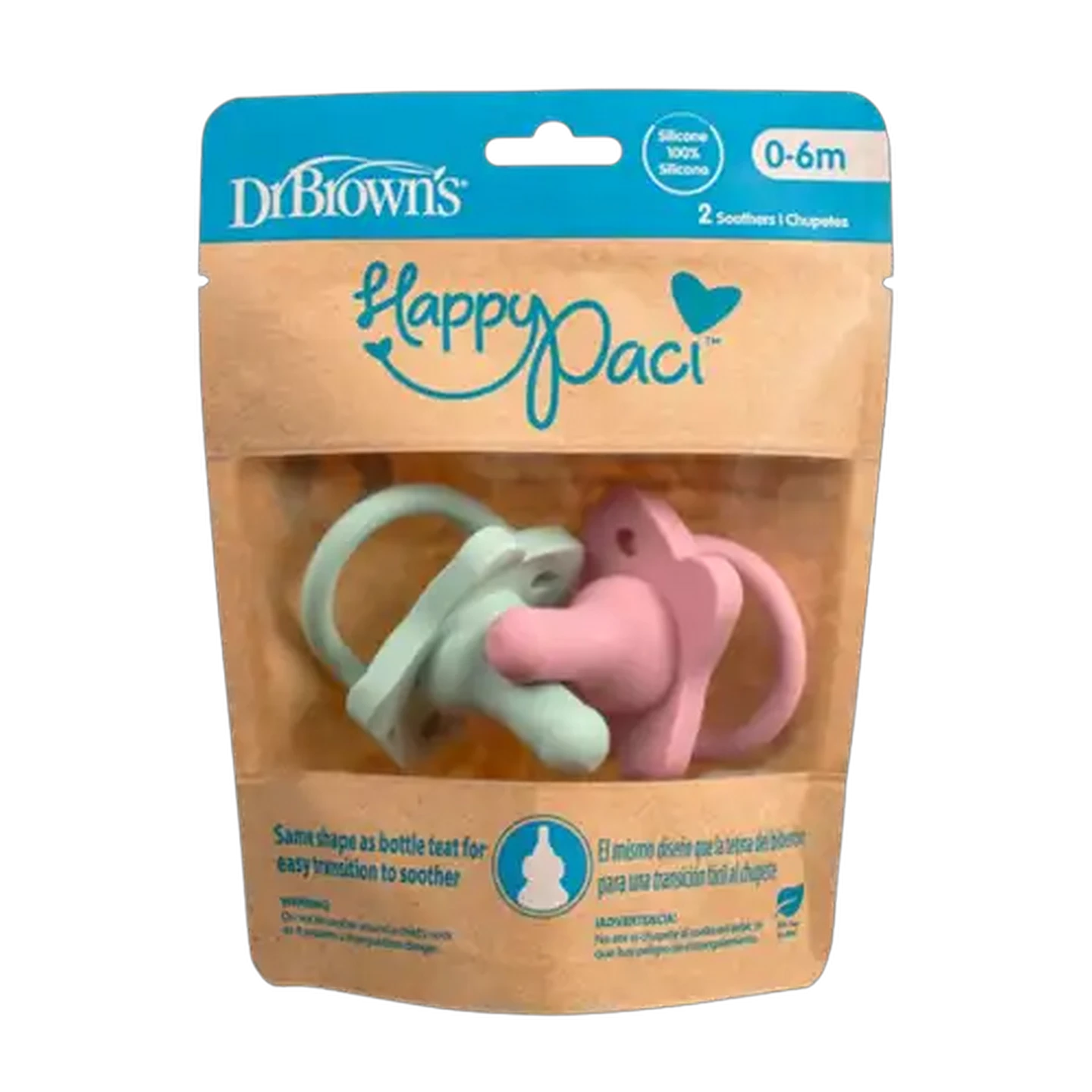 Image of Dr. Brown's Pink Silicone Pacifier 0 - 6 Months 2-Pack