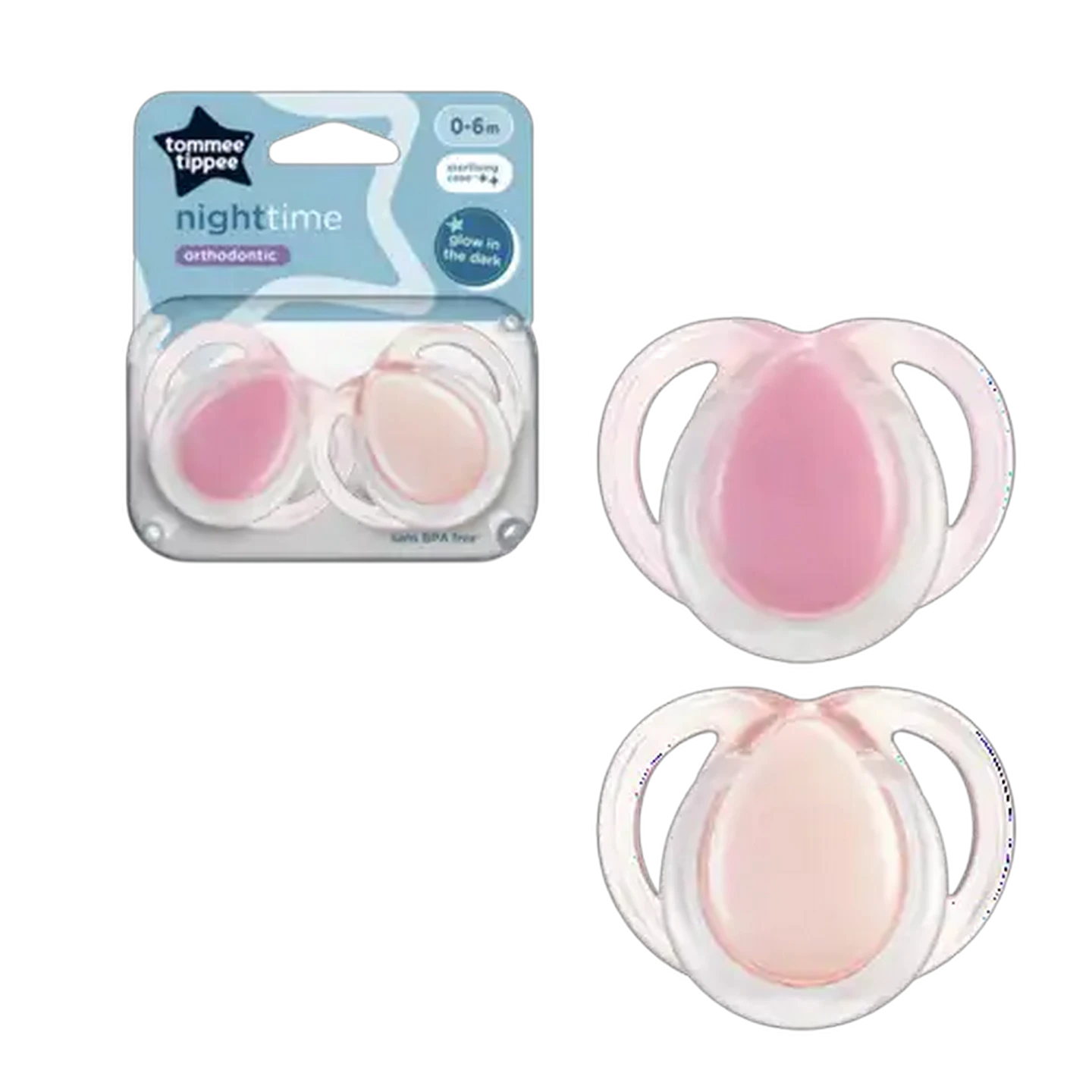 Image of Tommee Tippee Night Time Soother 0-6 Months 2-Pack
