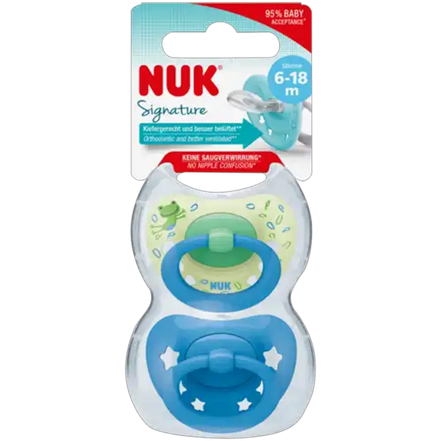 Image of Nuk Signature Blue Soother 2-Pack 6-18 Months