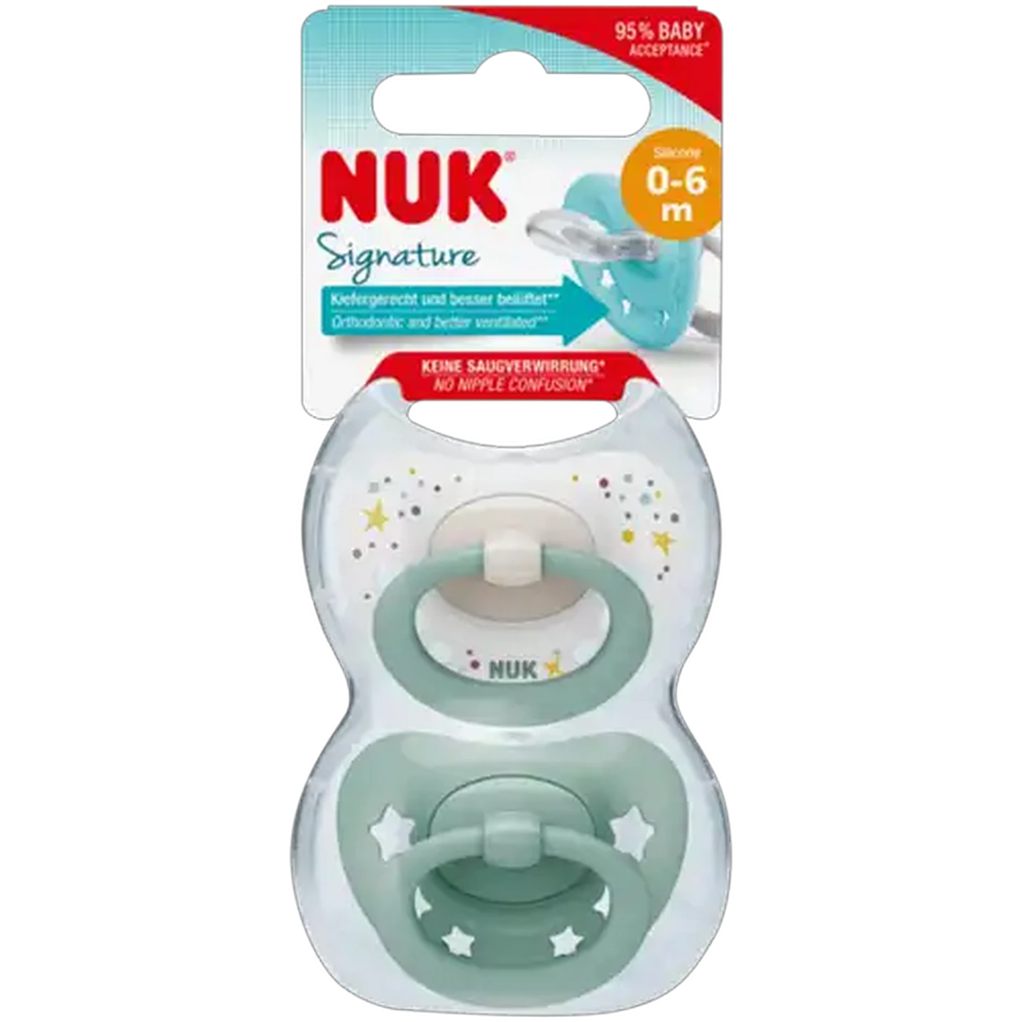 Image of Nuk Signature Blue Soother 2-Pack 0-6 Months