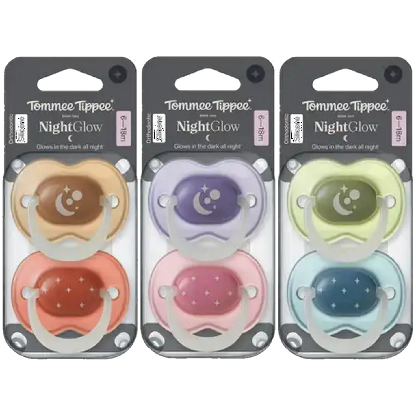 Image of Tommee Tippee Night Soother 6–18 Months 2-Pack (Design May Vary)