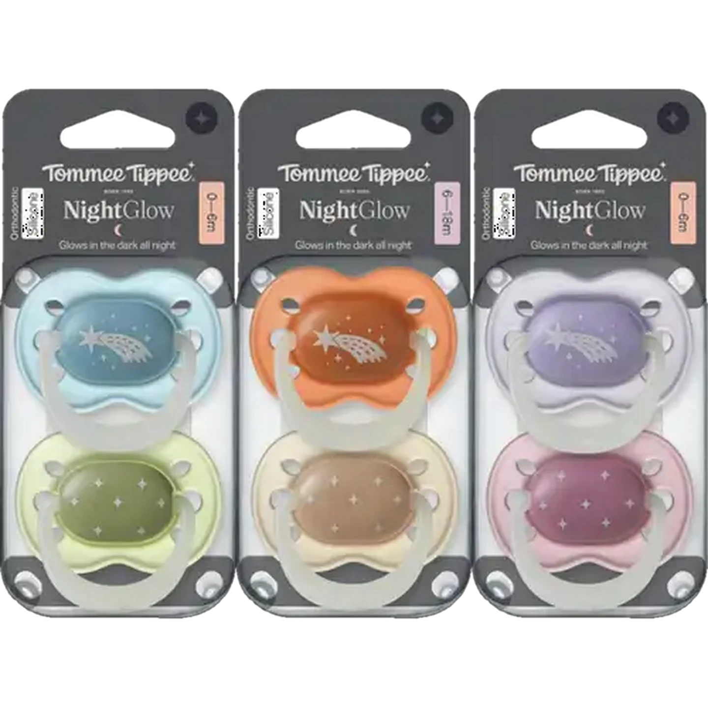 Image of Tommee Tippee Night Soother 0–6 Months 2-Pack (Colour May Vary)