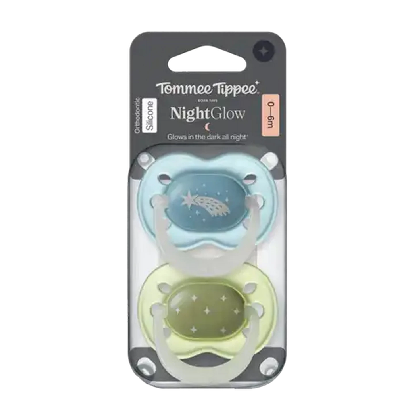Image of Tommee Tippee Night Soother 0–6 Months 2-Pack (Colour May Vary)