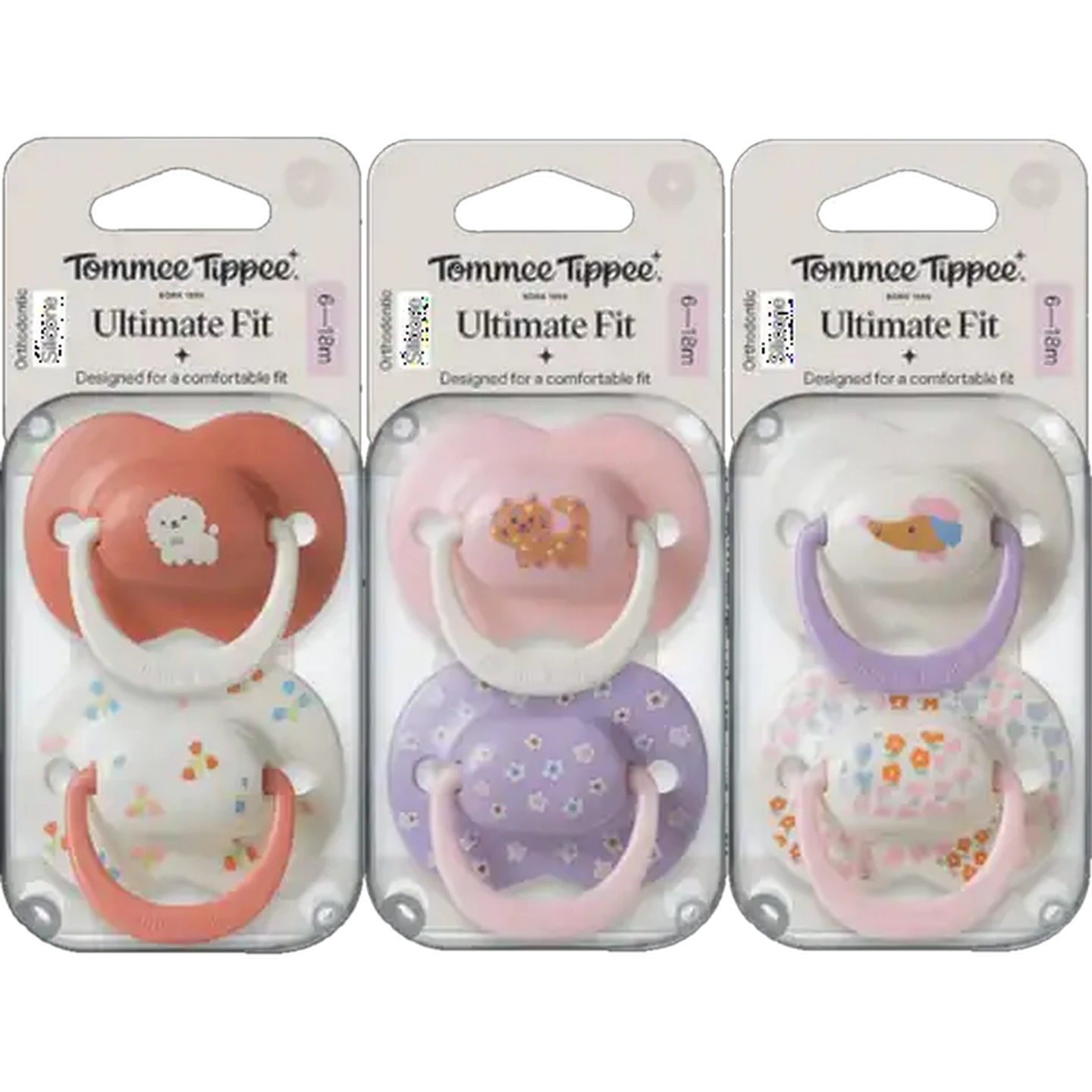 Image of Tommee Tippee Ultra Soother 6-18 Months + Girl 2-Pack (Design May Vary)