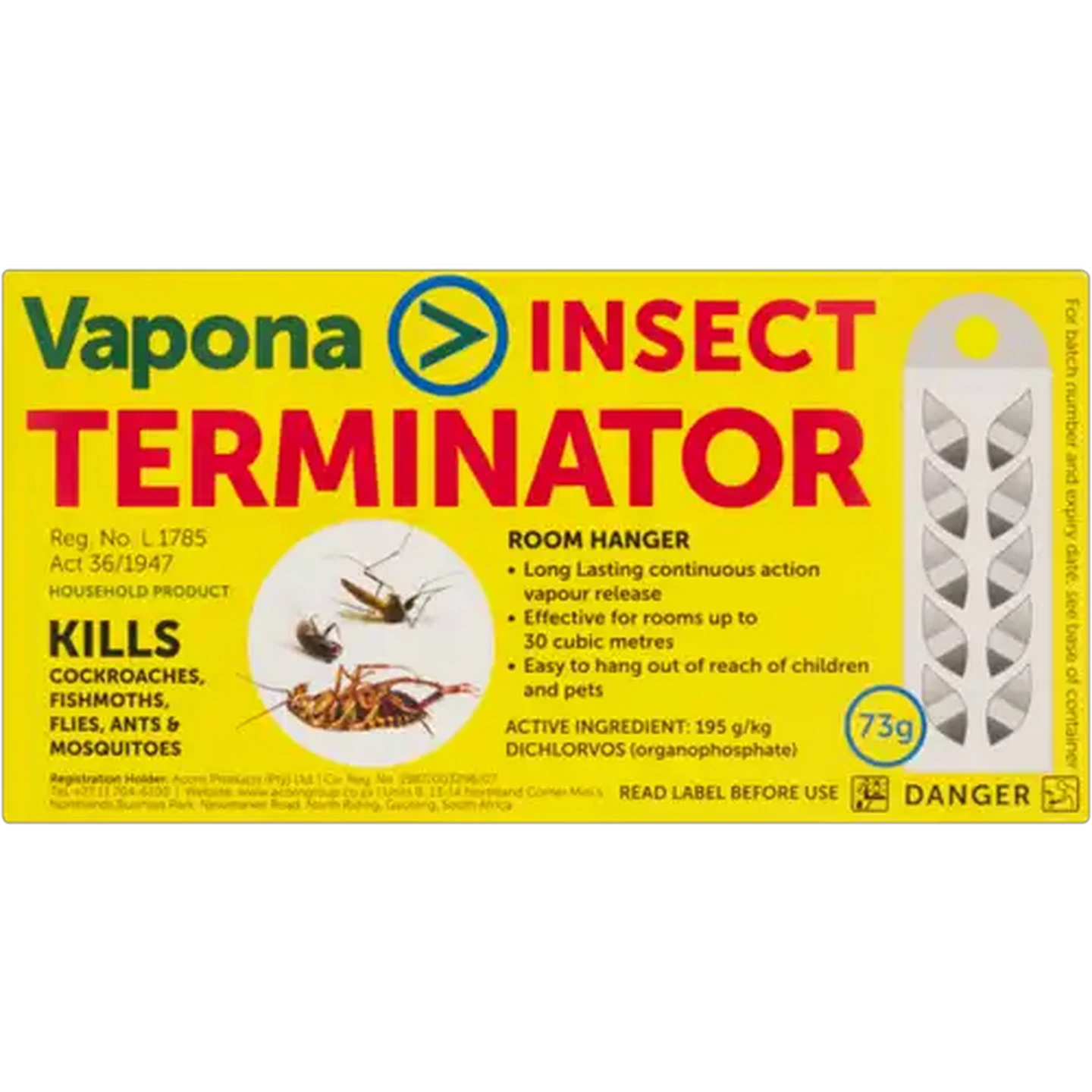 Image of Vapona Insect Terminator Room Hanger 73g