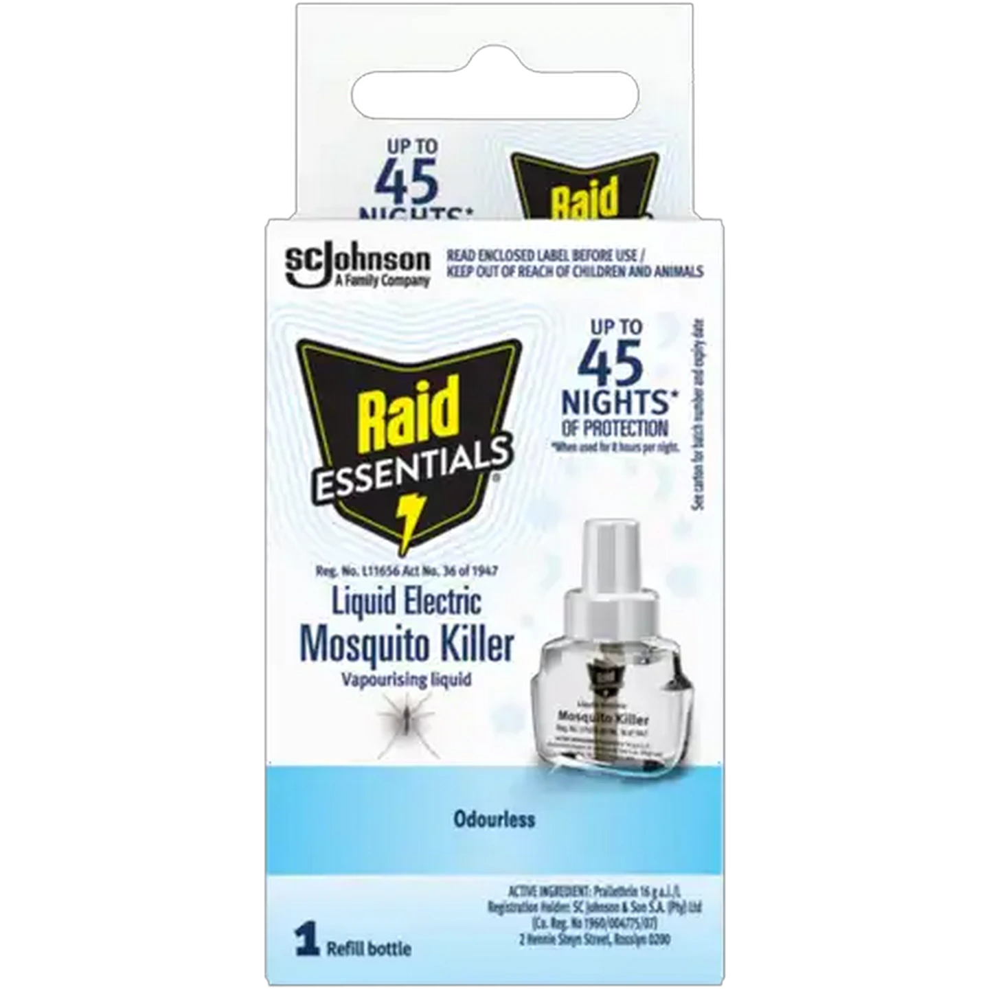 Image of Raid Essentials Odourless Liquid Electric Mosquito Killer Refill