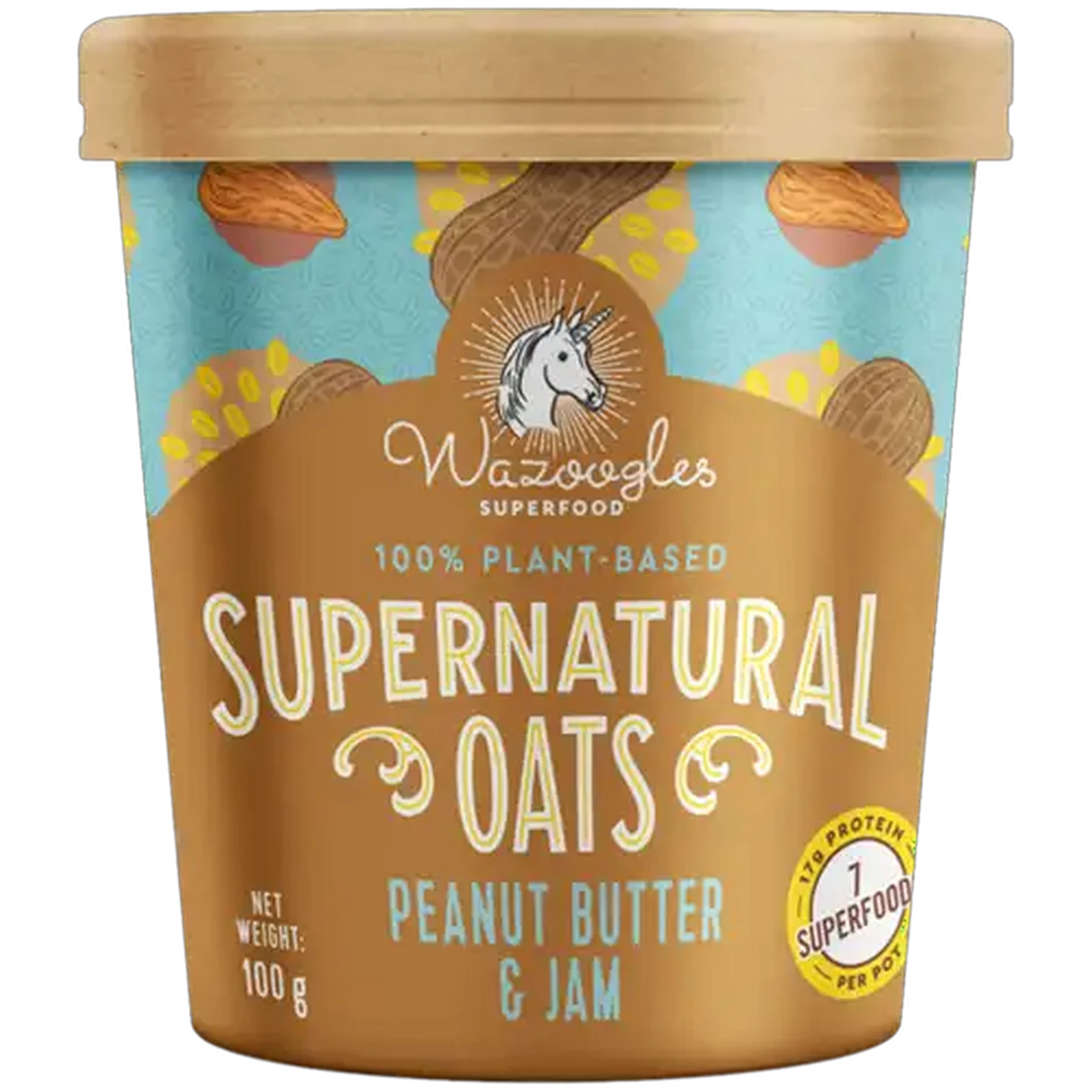 Image of Wazoogles Peanut Butter & Jam Plant-Based Supernatural Oats 100g