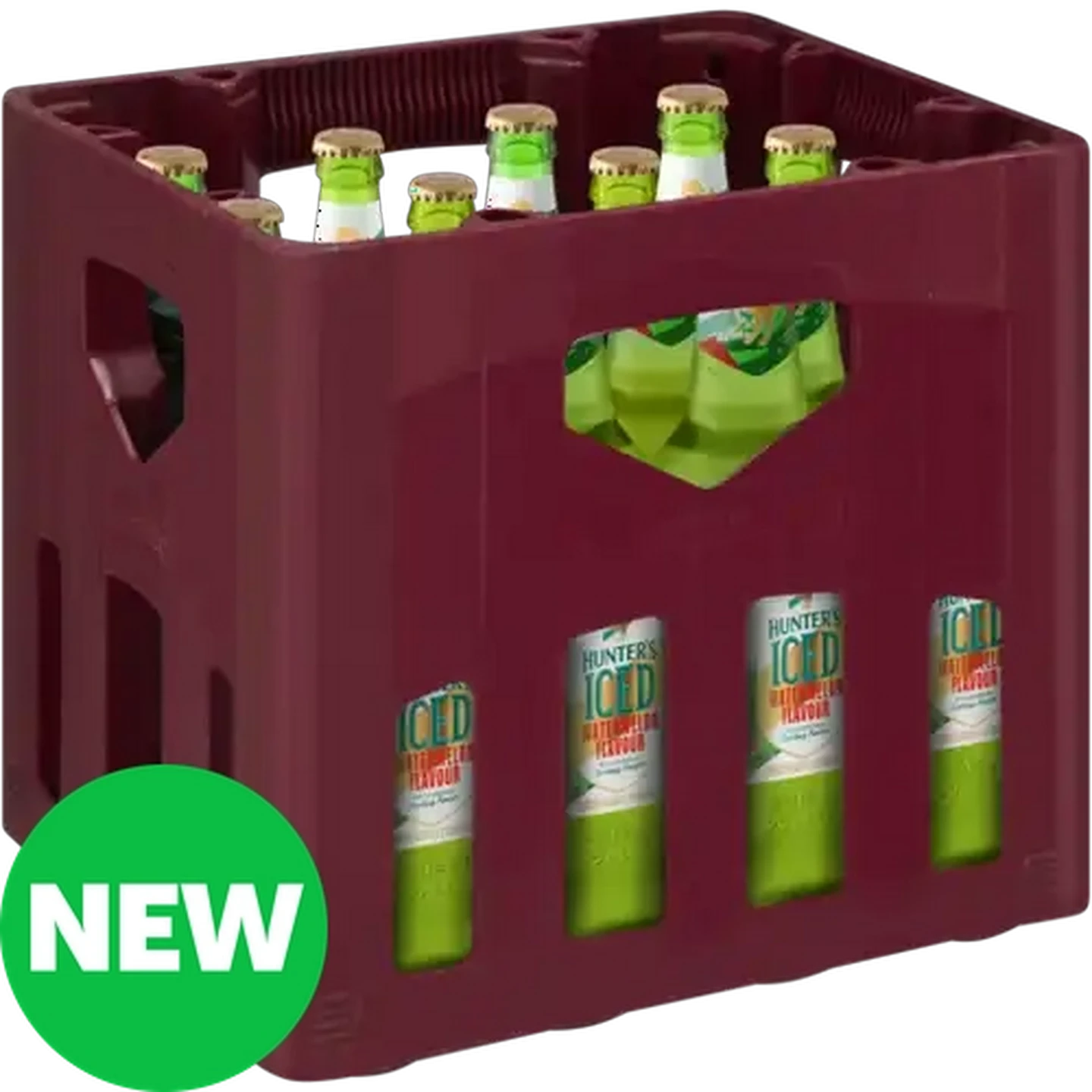 Image of Hunter's Iced Watermelon Flavoured Alcoholic Grain Beverage Bottles 12 x 660ml
