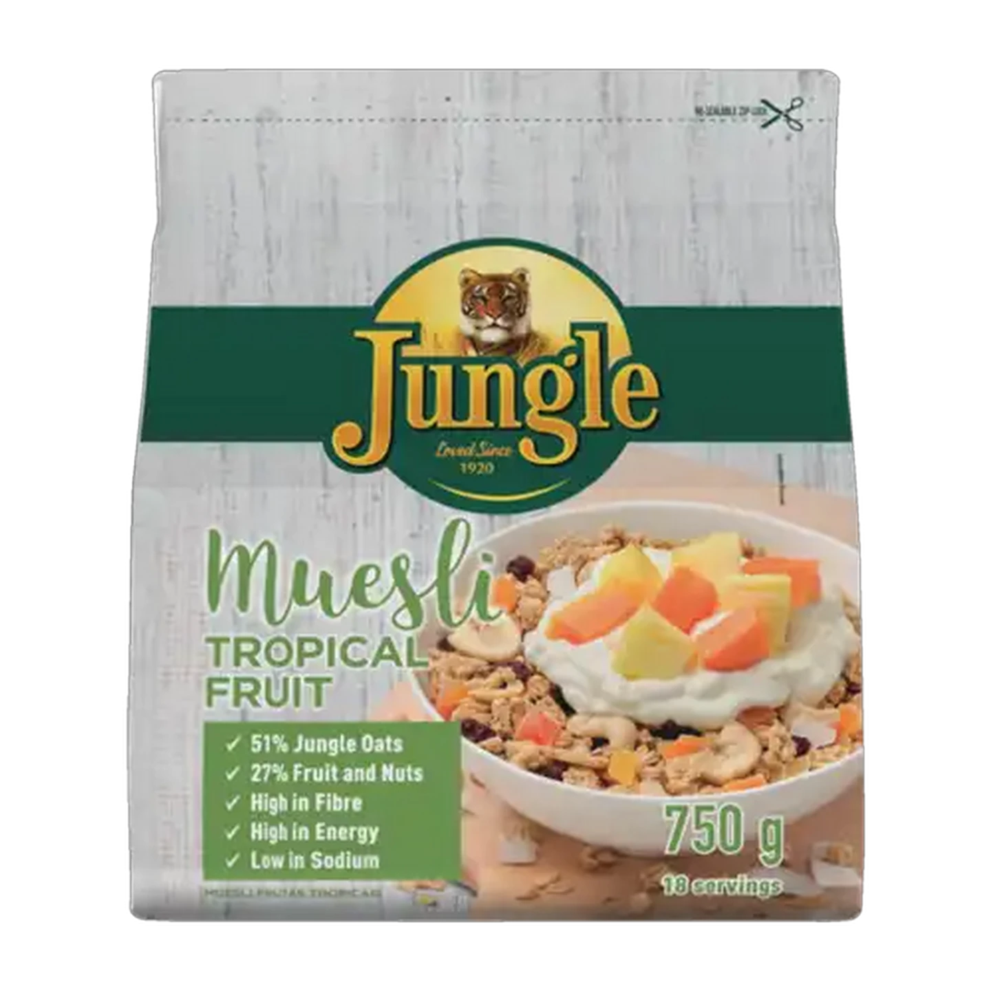 Image of Jungle Energy Crunch Tropical Fruit Muesli Cereal 750g