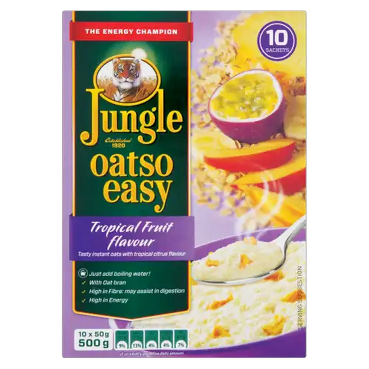 Image of Jungle Oatso Easy Tropical Fruit Flavoured Oats Pack 10 x 50g