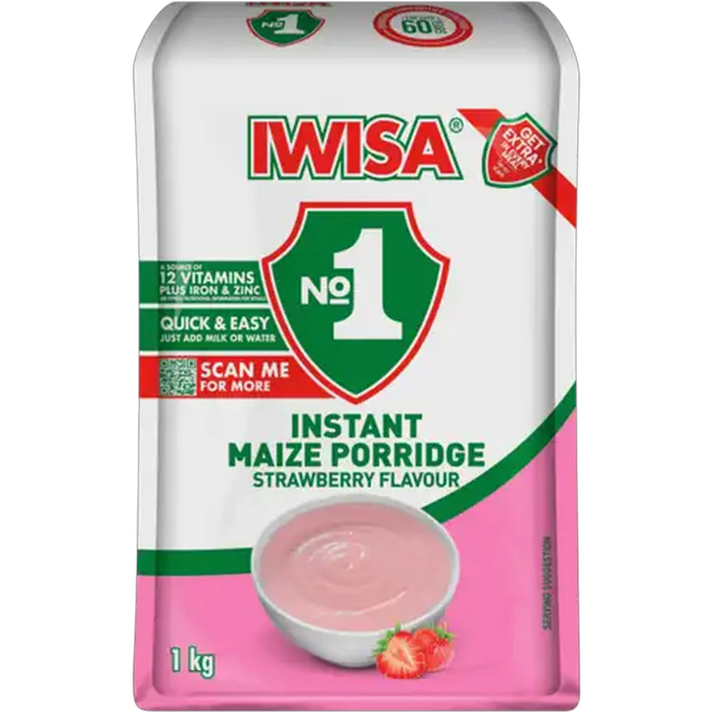 Image of Iwisa No.1 Strawberry Flavoured Instant Breakfast Porridge 1kg
