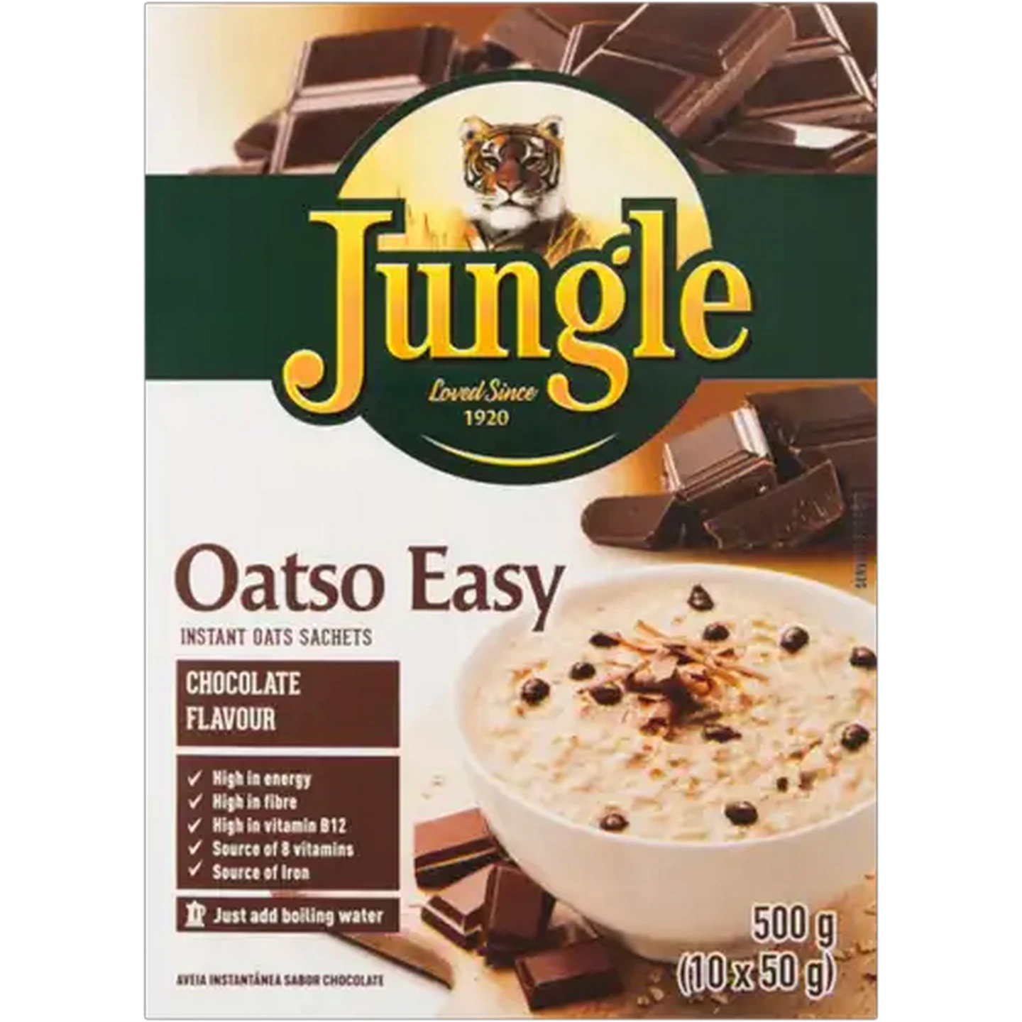 Image of Jungle Oatso Easy Chocolate Flavoured Instant Oats Sachets 500g