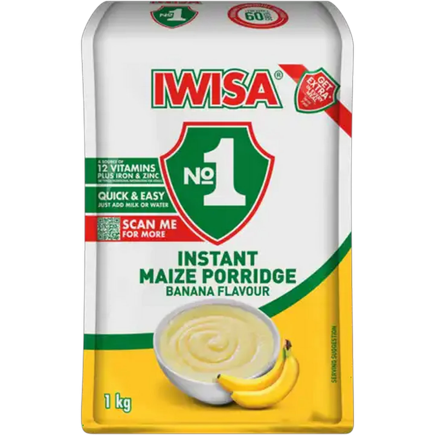 Image of Iwisa No.1 Banana Flavoured Instant Breakfast Porridge 1kg