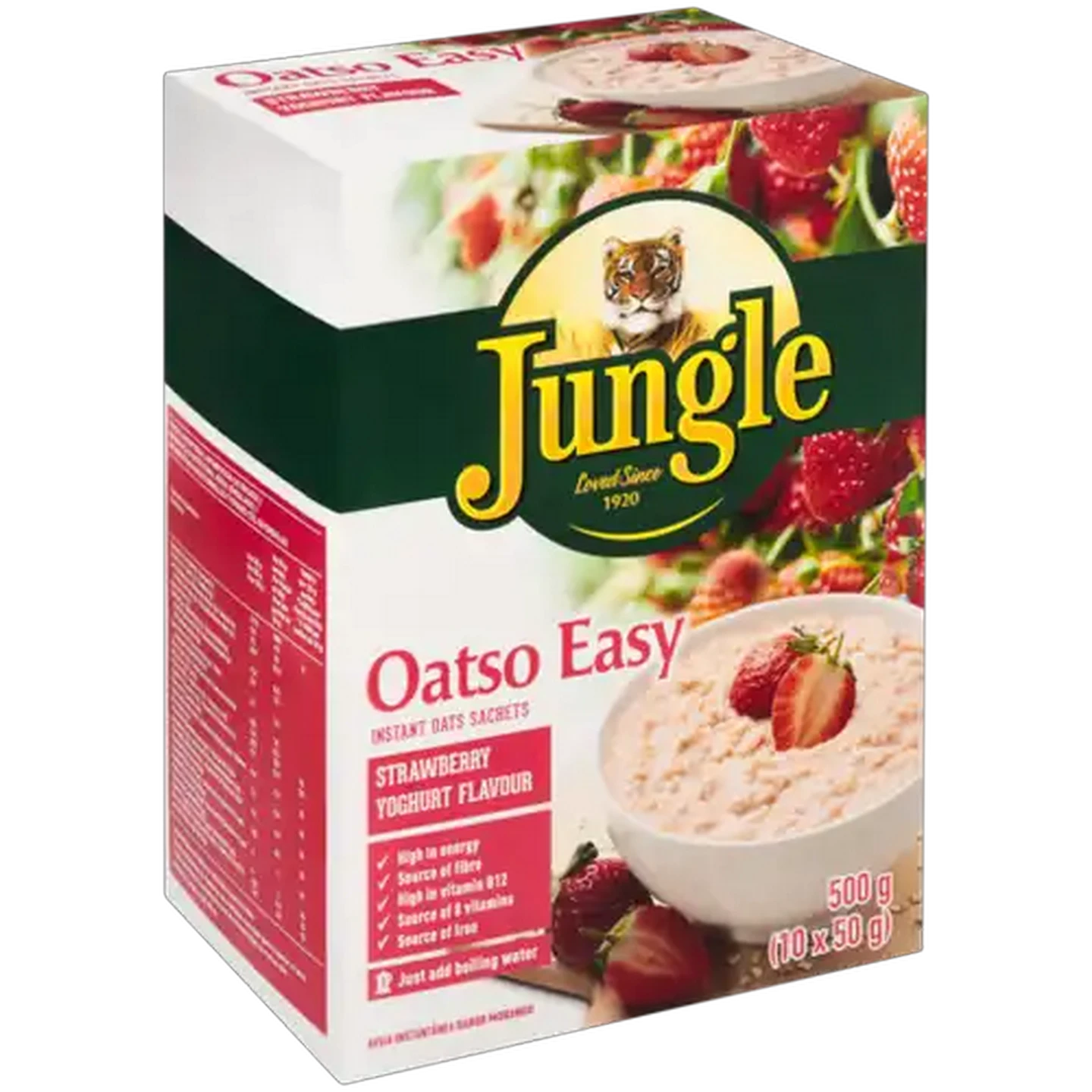 Image of Jungle Oatso Easy Strawberry & Yoghurt Flavoured Instant Oats Sachets 500g