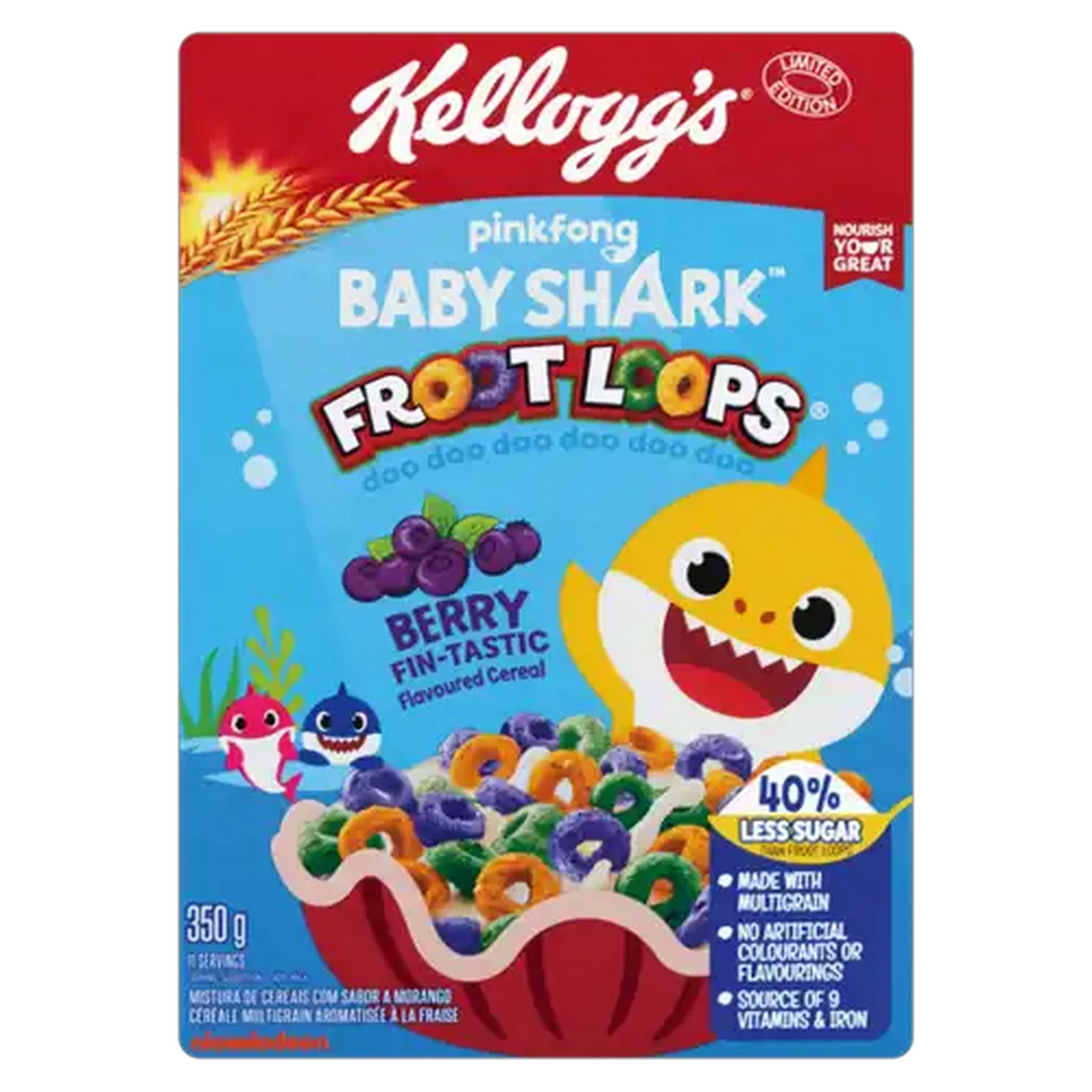 Image of Kellogg's Berry Flavoured Baby Shark Froot Loops 350g